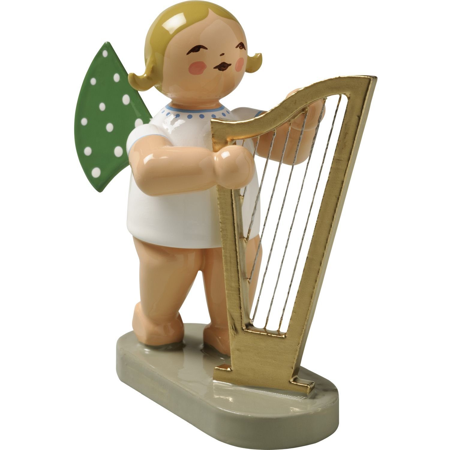 Wendt & Kühn Weihnachtsfigur Engel mit Harfe Groß 650/14, Haarfarbe zufällig blond oder braunhaarig