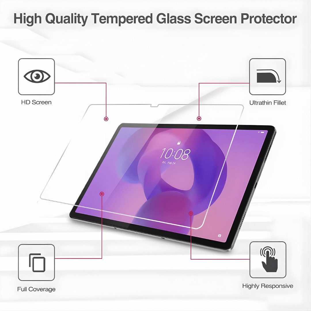 SmartUP Displayschutzglas für Lenovo Idea Tab Plus 12,1" Display Panzerfolie Full Screen Glas 9H für Lenovo Idea Tab Plus