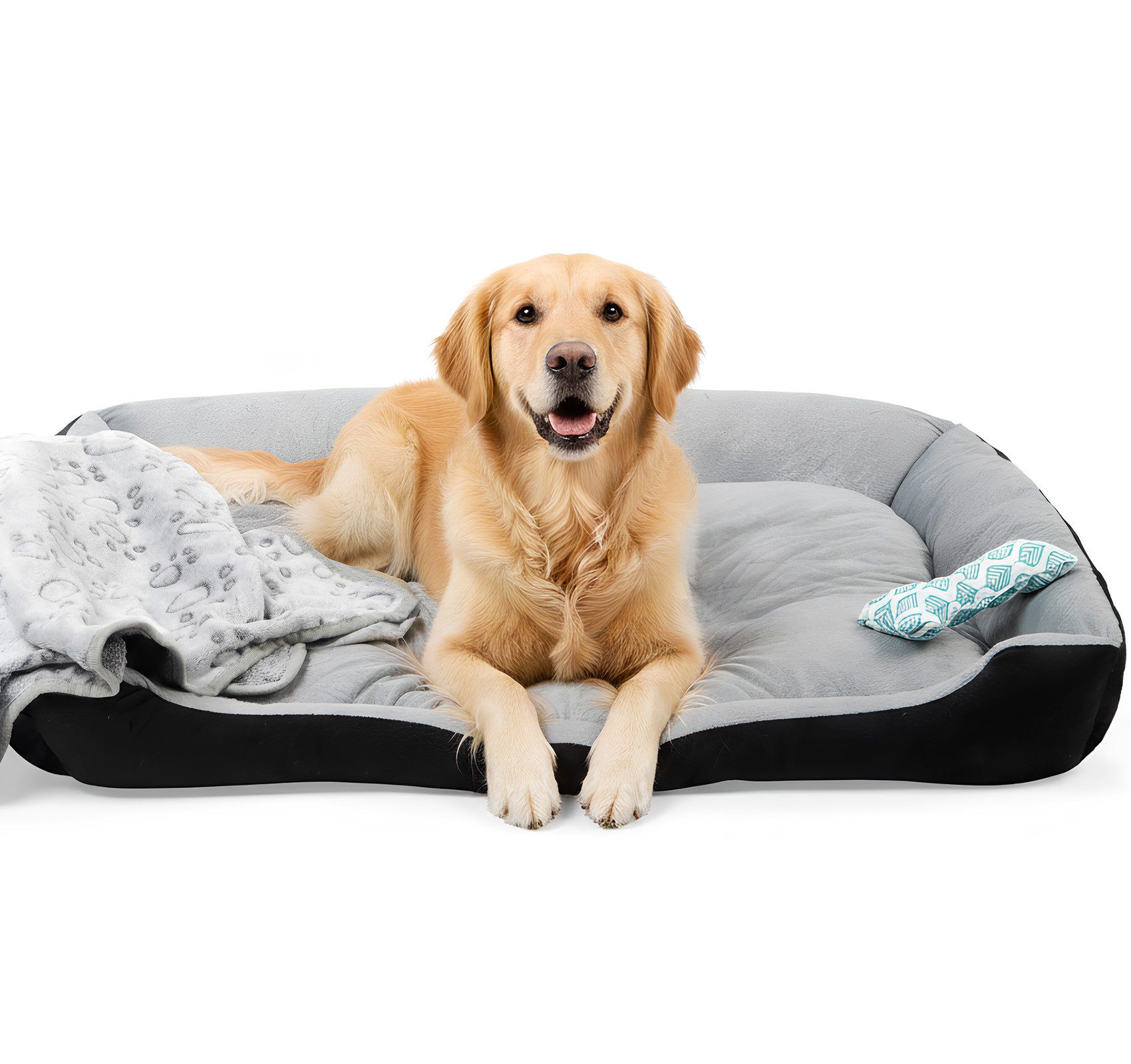 Tierbett Hundebett, Hundekorb, mit Decke und Kleines Kissen in Knochenform