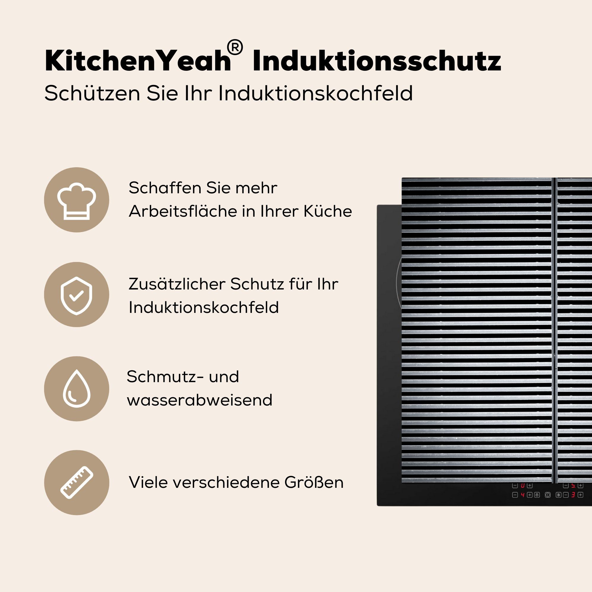 MuchoWow (1 Tür für küche einer Herdblende-/Abdeckplatte Vinyl, Ceranfeldabdeckung, tlg), 78x78 cm, Eisenstruktur, Arbeitsplatte