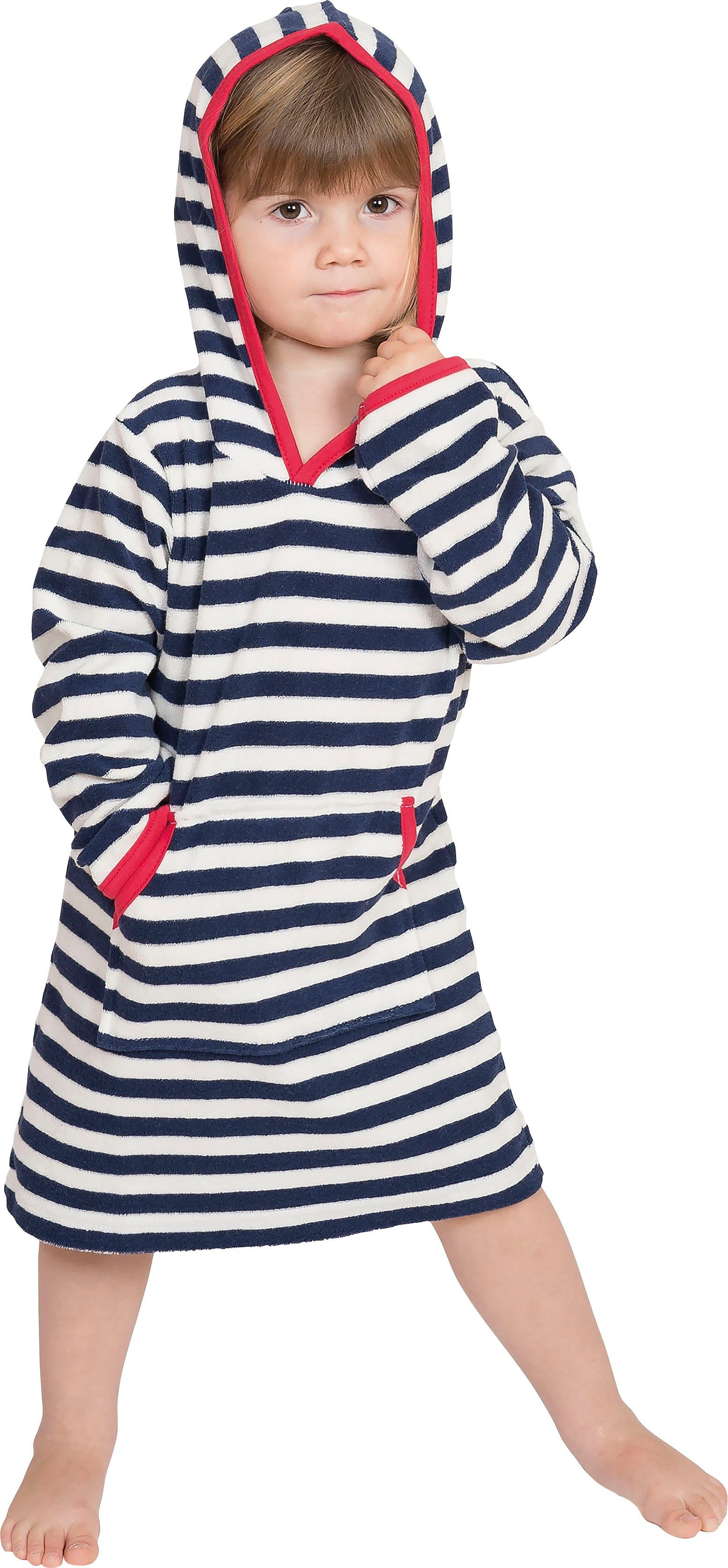 Wewo fashion Kinderbademantel 8017, Kurzform, Leichtfrottee, Kapuze, ohne,  für Mädchen & Jungen, Badekleid, mit Kapuze & Känguru-Tasche | Badeponchos
