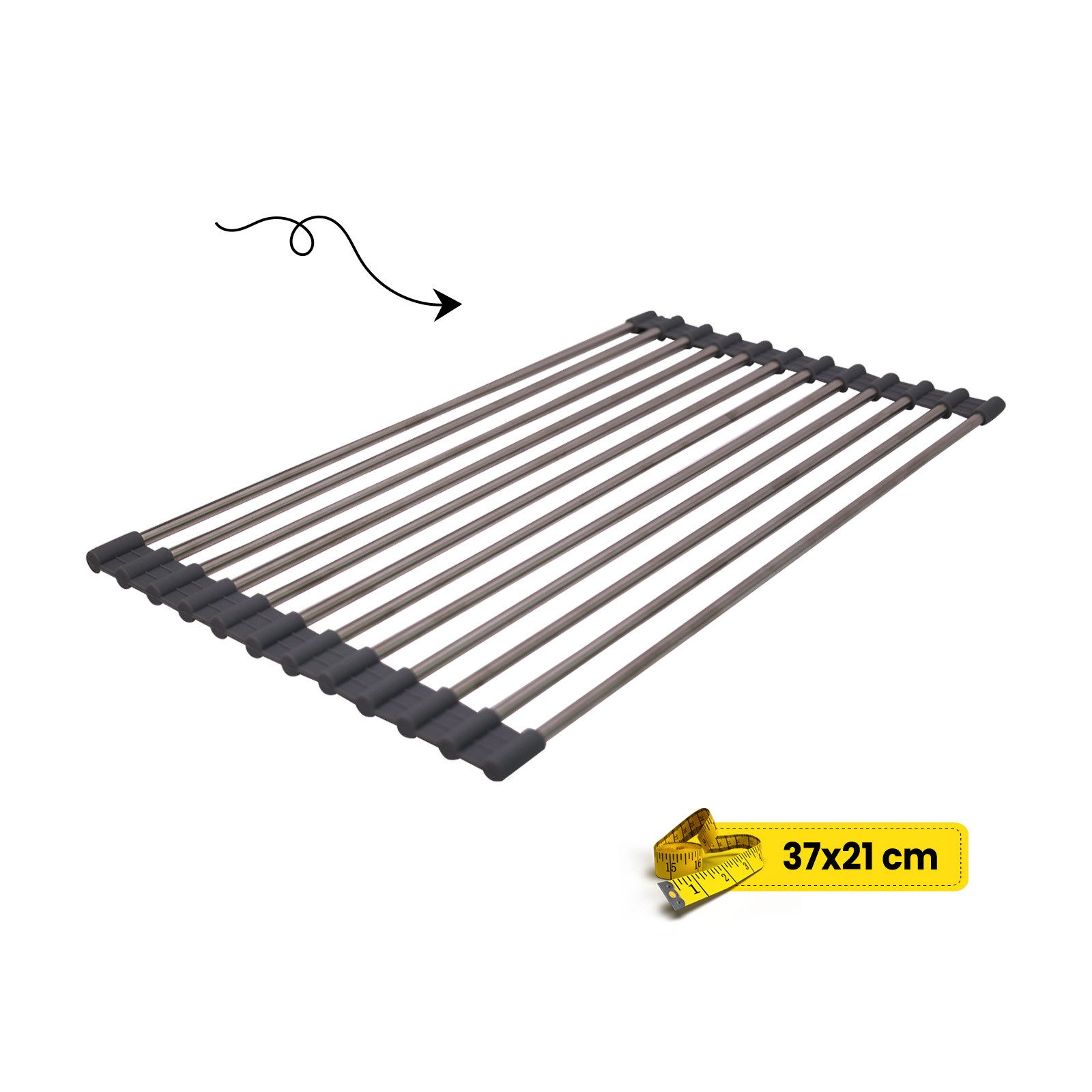 hausleben Topfuntersetzer Faltbar aus Edelstahl, 4-tlg., Hitzebeständige Rolluntersetzer rutschfest - 37 x 21 cm – Bild 4 von 4