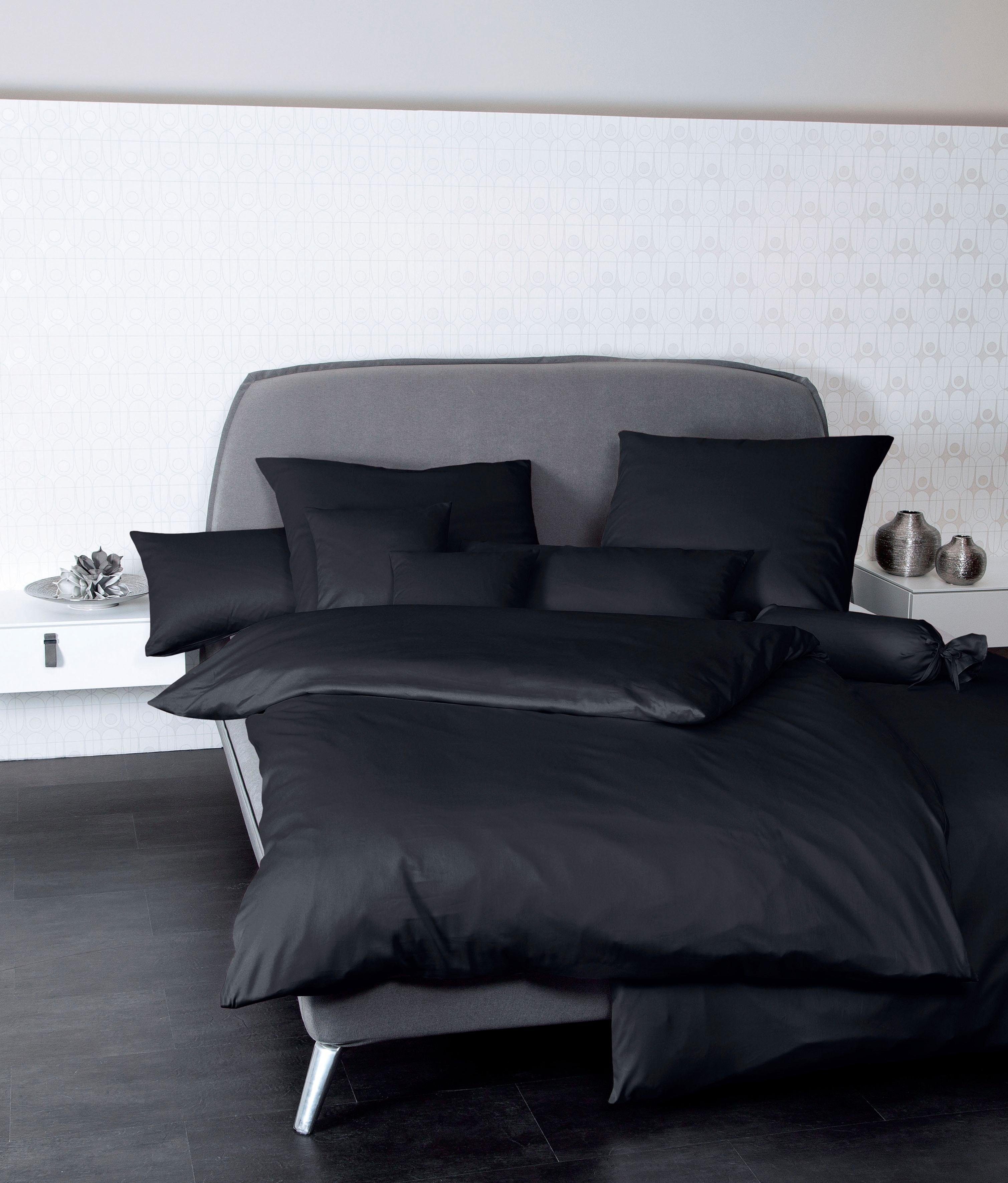 Janine Janine Mako-Satin Bettwäsche Colors 31001 schwarz Größe:  80x80 cm günstig online kaufen