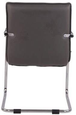 TPFLiving Besucherstuhl Gant mit hochwertig gepolsterter Sitzfläche - Konferenzstuhl (Küchenstuhl - Esszimmerstuhl - Wohnzimmerstuhl), Gestell: Metall chrom - Sitzfläche: Kunstleder grau