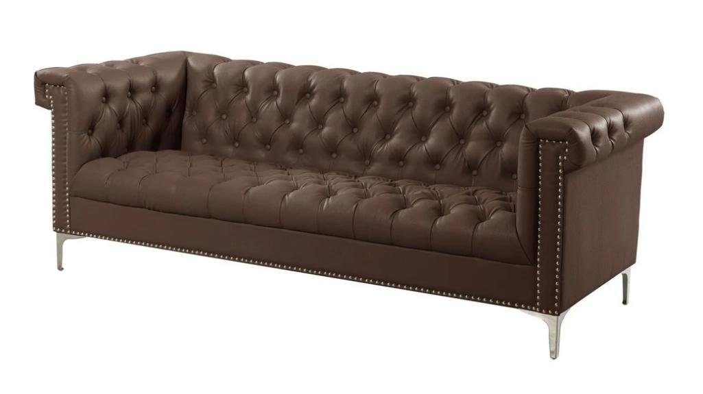 JVmoebel Chesterfield-Sofa Luxus Schwarzer Chesterfield Dreisitzer Modernes Design Neu, Made in Europe Braun
