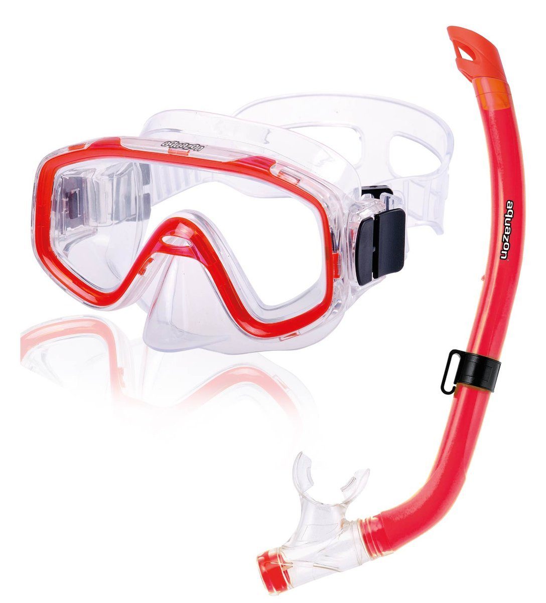 AQUAZON Taucherbrille FUN Schnorchelset, 3-7 Jahren Kinder Schnorchel, transparent mit von rot