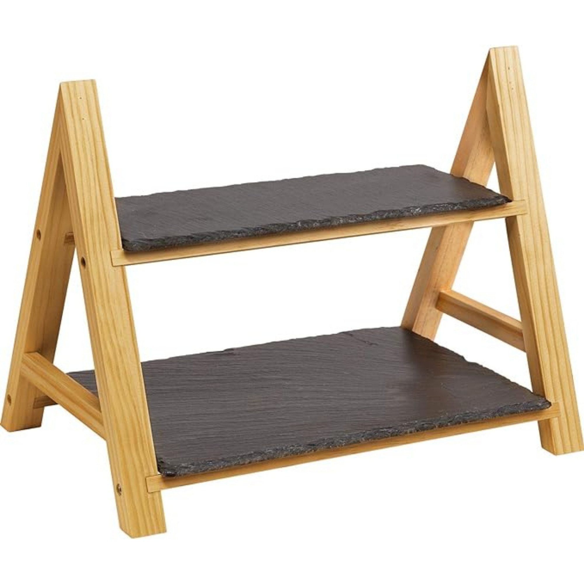 Thiru Etagere 2-stufig mit fett- und wasserdichten Naturschiefer-Platten, (2-tlg), Naturschiefer-Platten mit lebensmittelechter Spezialbeschichtung