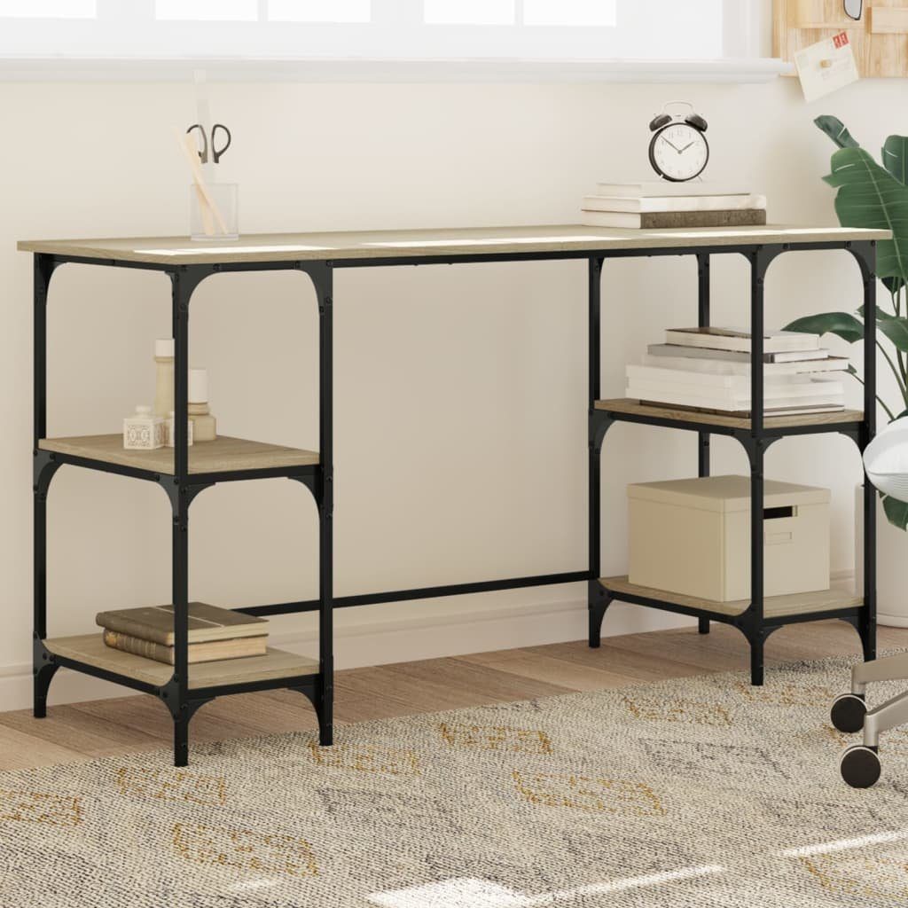 vidaXL Schreibtisch Schreibtisch Sonoma-Eiche 140x50x75 cm Metall Holzwerkstoff