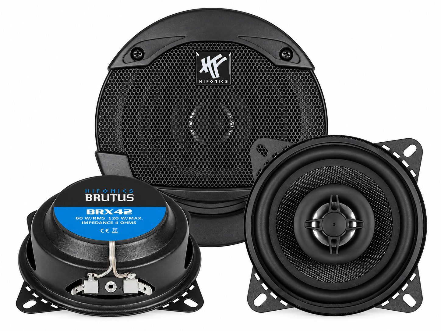 Hifonics BRX42 10 cm (4) 2-Wege Koaxial-Lautsprecher extra flach Auto-Lautsprecher (60 W)