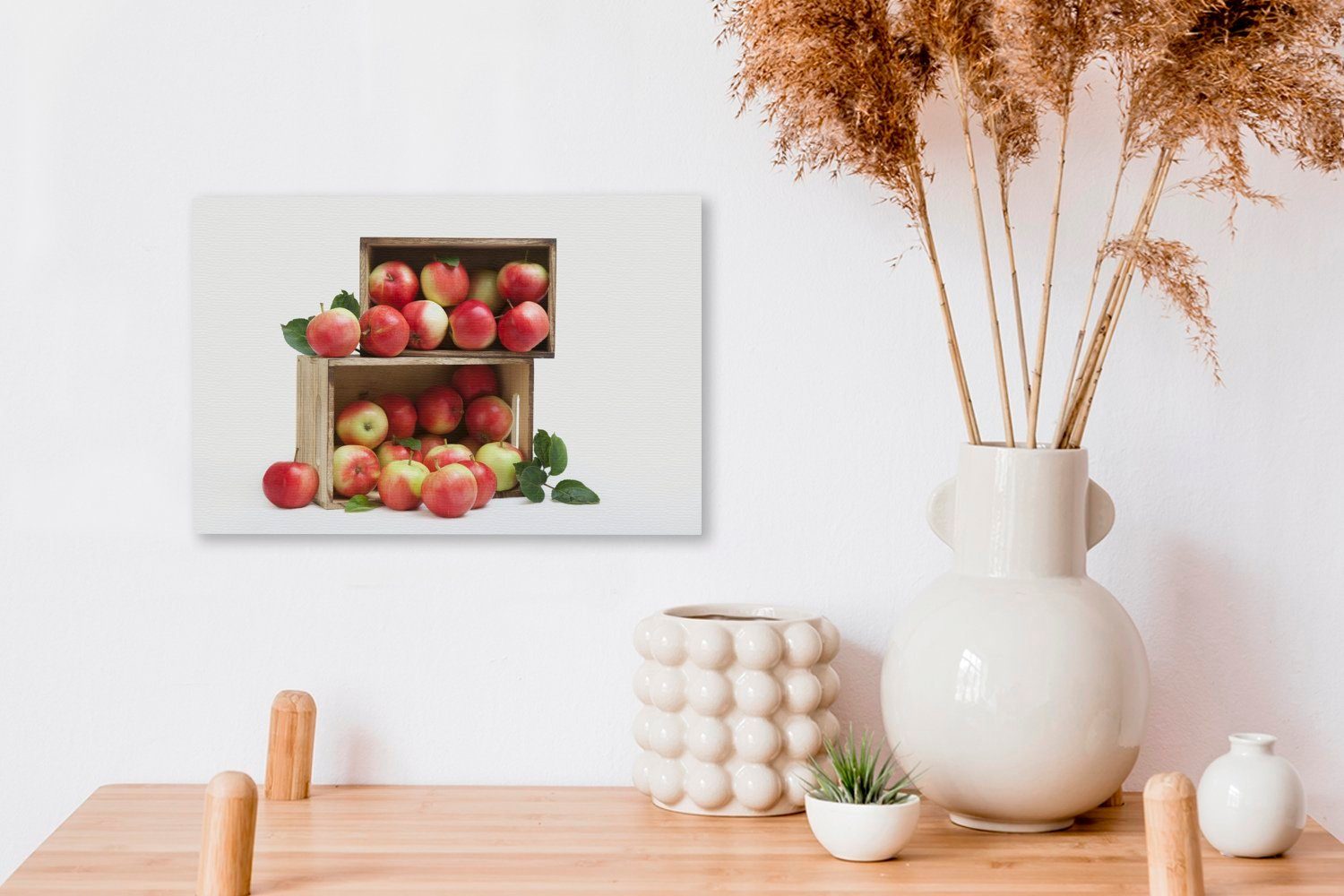 Aufhängefertig, 30x20 (1 cm Obst, OneMillionCanvasses® Kiste Wanddeko, - Leinwandbild St), Wandbild - Apfel Leinwandbilder,