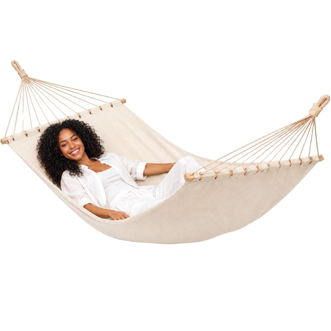 AMANKA Hängematte 2 Personen - 280 x 120 cm Doppelhängematte XL für Garten und Balkon, Stabhängematte Baumwolle - Gartenliege ohne Gestell - Hängeschaukel