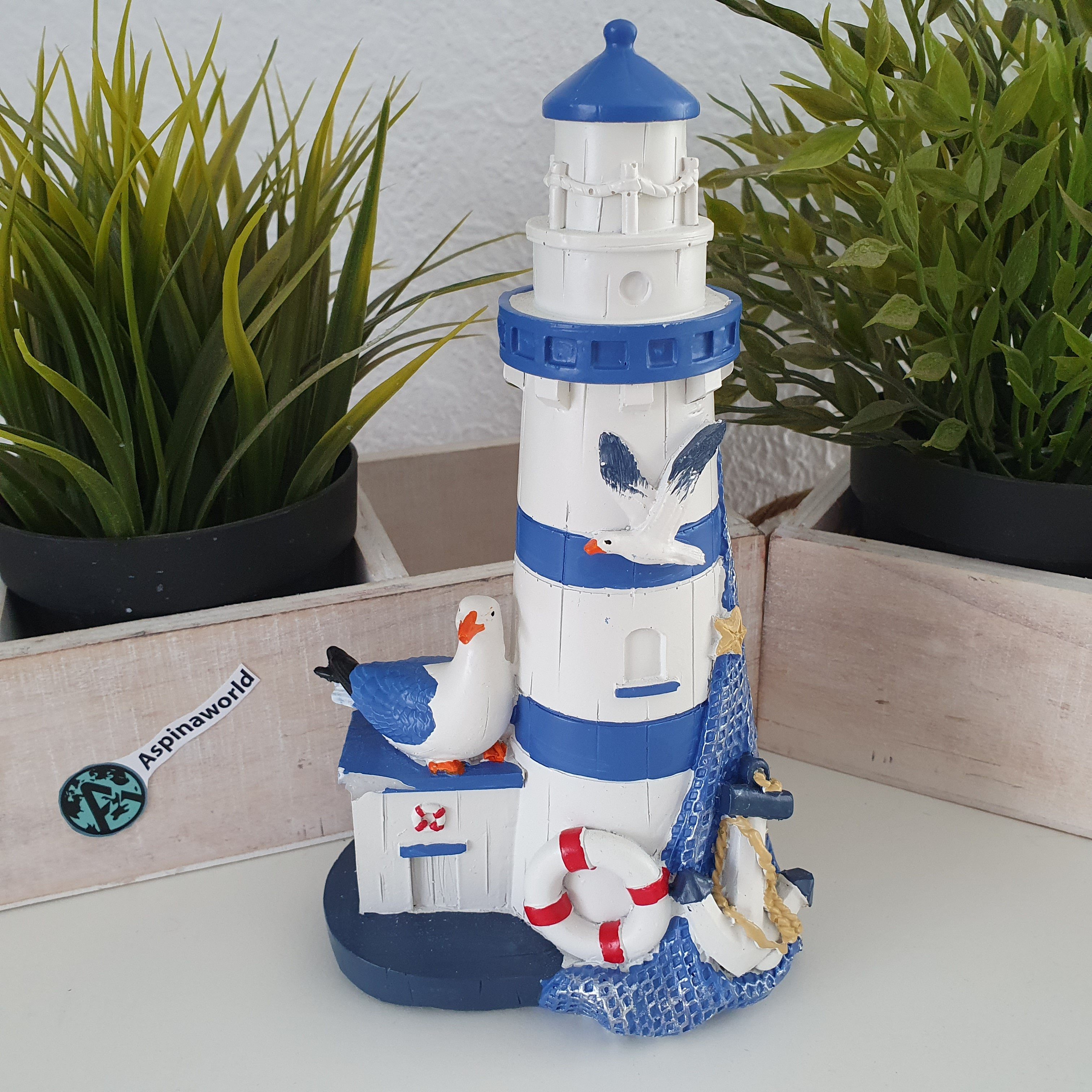 20 mit Möwen Deko Leuchtturm Dekofigur Figur cm Maritime Aspinaworld