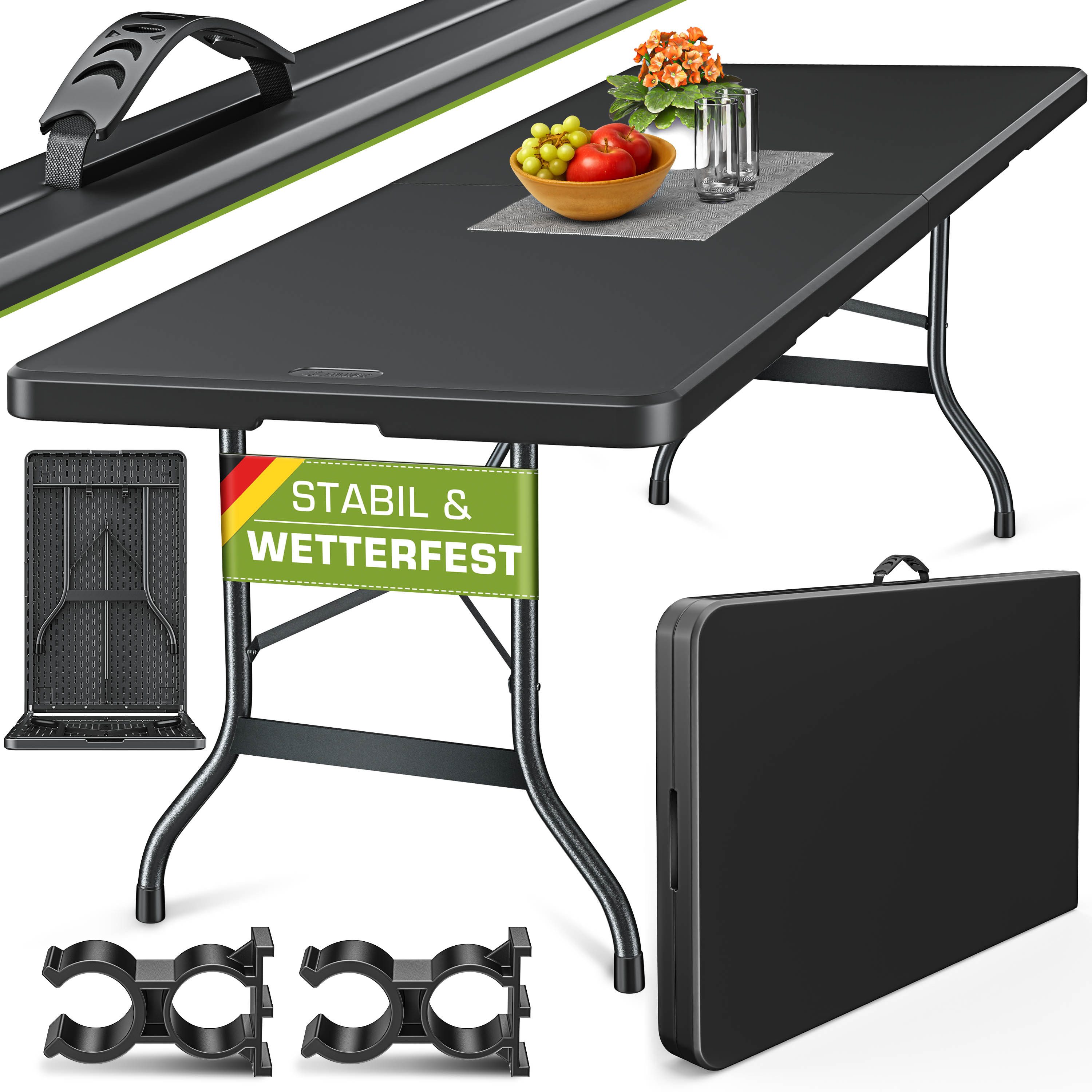 tillvex Gartentisch Gartentisch Buffettisch klappbar Kunststoff 180x75cm, K günstig online kaufen