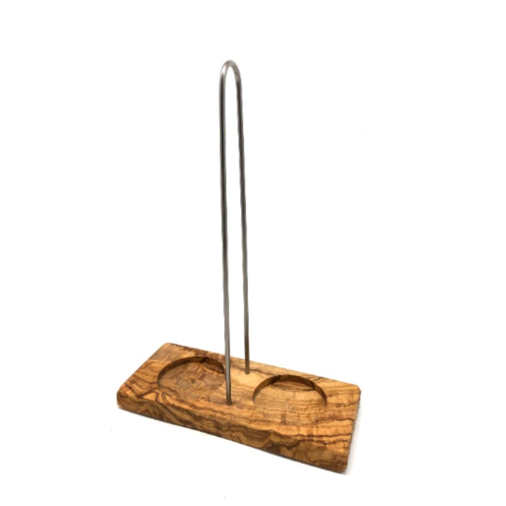 Olivenholz-erleben Gewürzständer 2er Sockel DUO mit Tragegriff für Salz- & Pfeffermühle aus Olivenholz, (1-tlg), Zeitlos schöner Untersetzer mit einzigartiger Olivenholz-Maserung