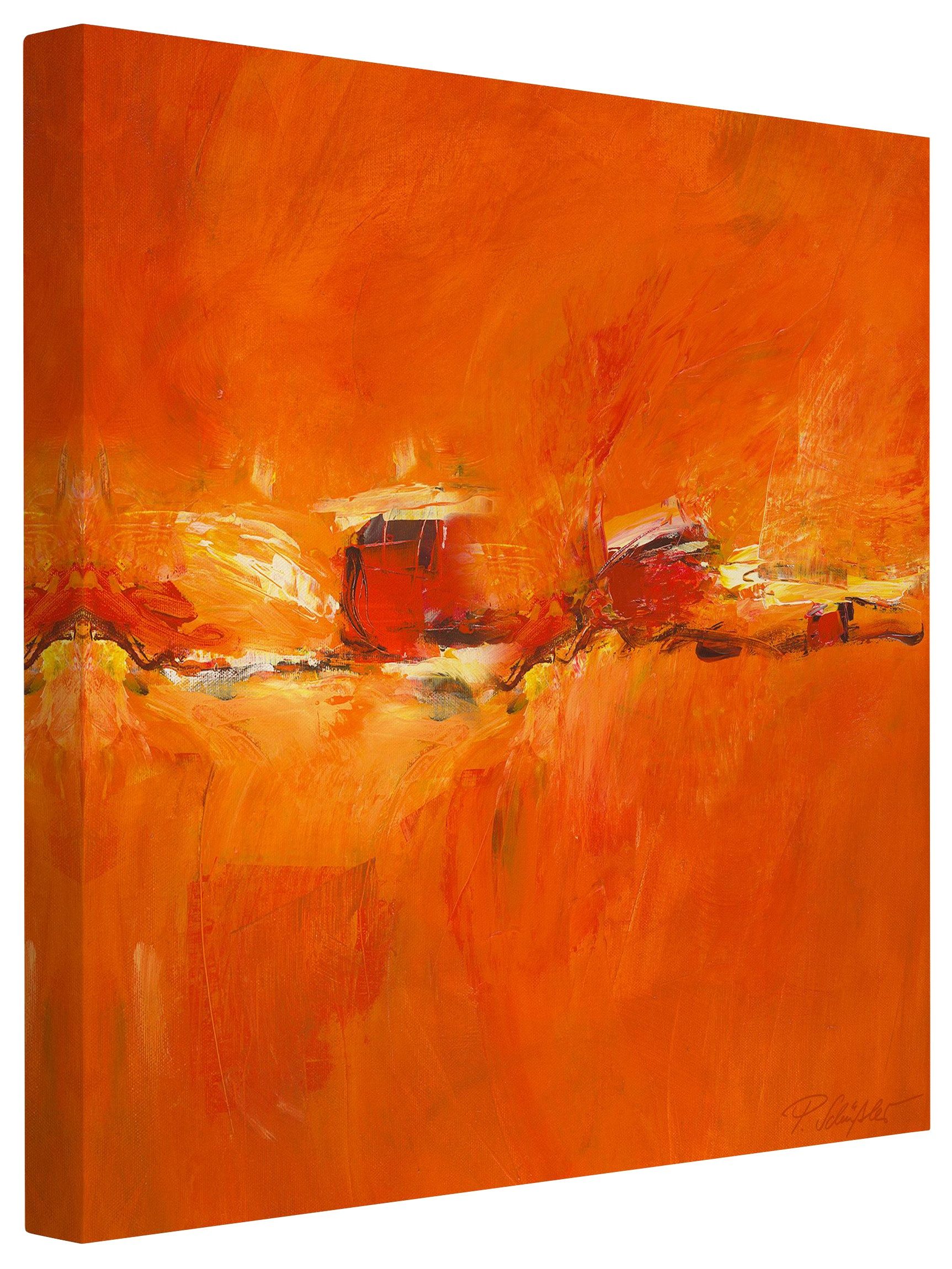 Bilderdepot24 Leinwandbild Kunstdruck Abstrakt Modern Komposition orange Bild auf Leinwand XXL, Wohnzimmer Schlafzimmer Küche Flur Wandbild Kunstkopie Wanddeko Druck