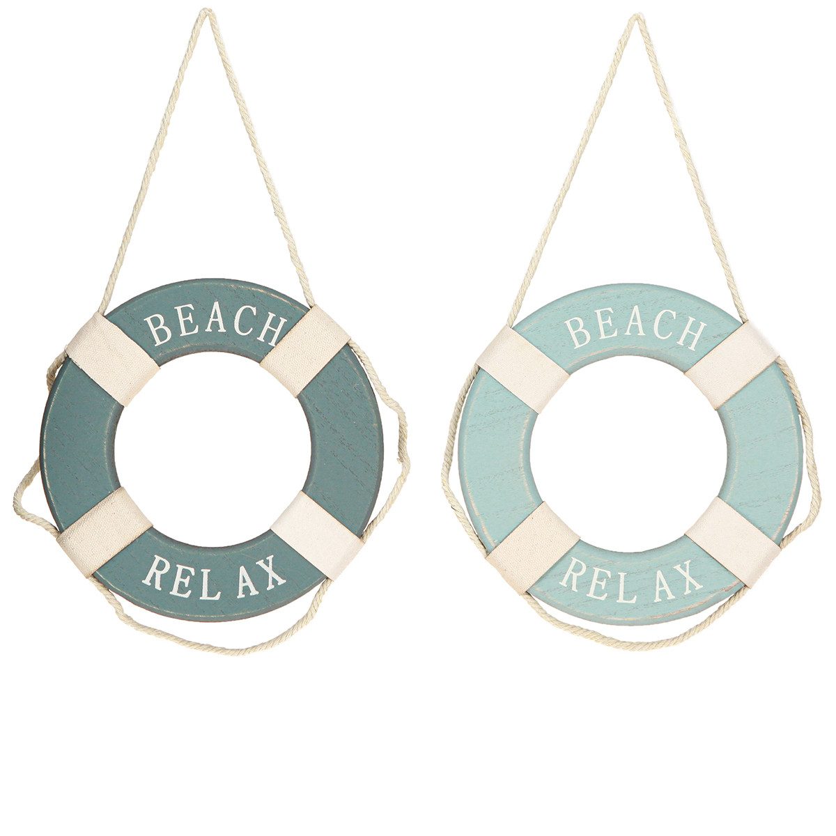 Posiwio Dekofigur Deko Rettungsring Holz Maritim Blau 17cm 2er Set, 2 Stück