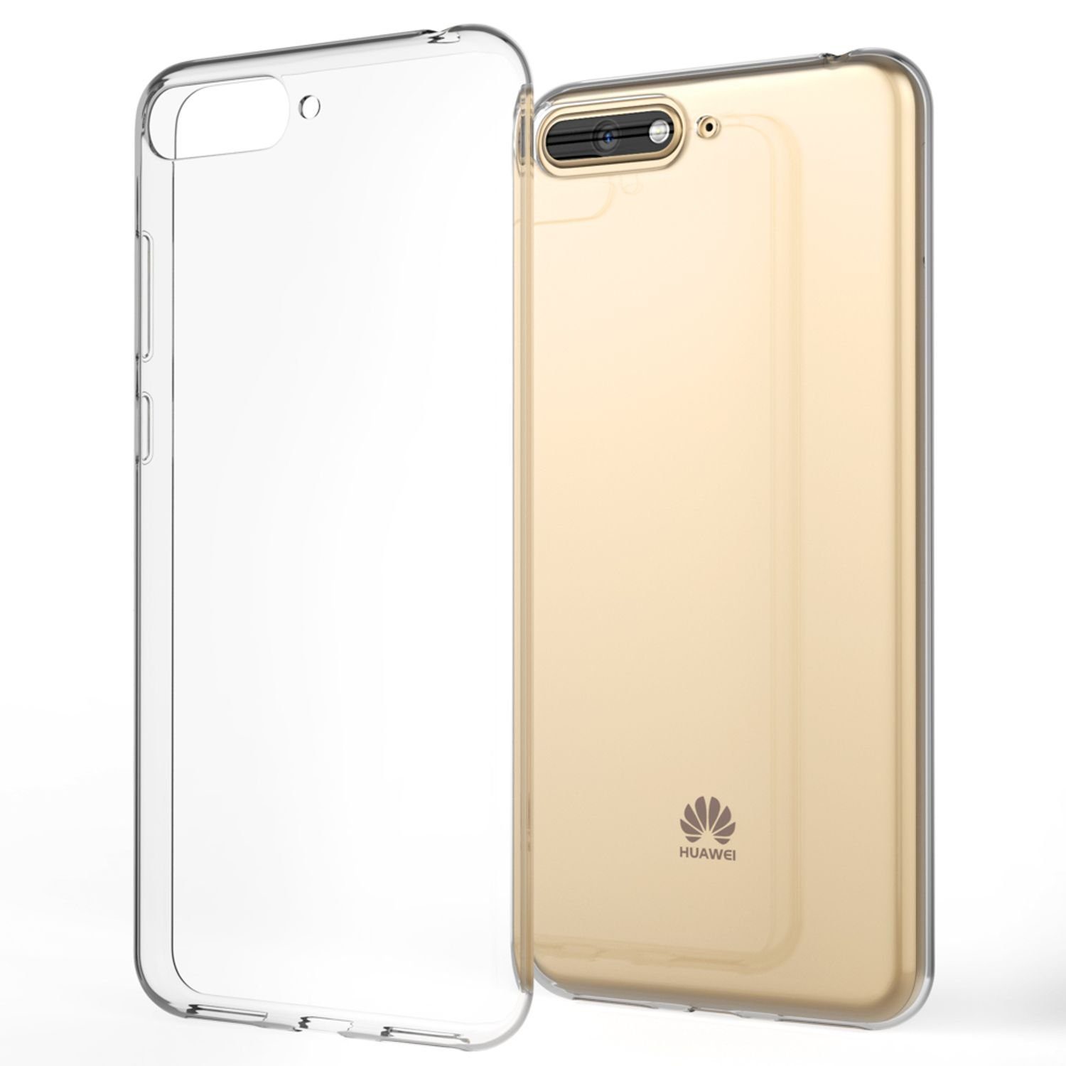 Nalia Smartphone-Hülle Huawei Y6 (2018), Klare Silikon Hülle / Extrem  Transparent / Vergilbungsfrei / Stoßfest / Kratzfest / Durchsichtige Dünne  Schutzhülle / Clear Phone Case / Soft Cover / Anti-Gelb / Flexibel /