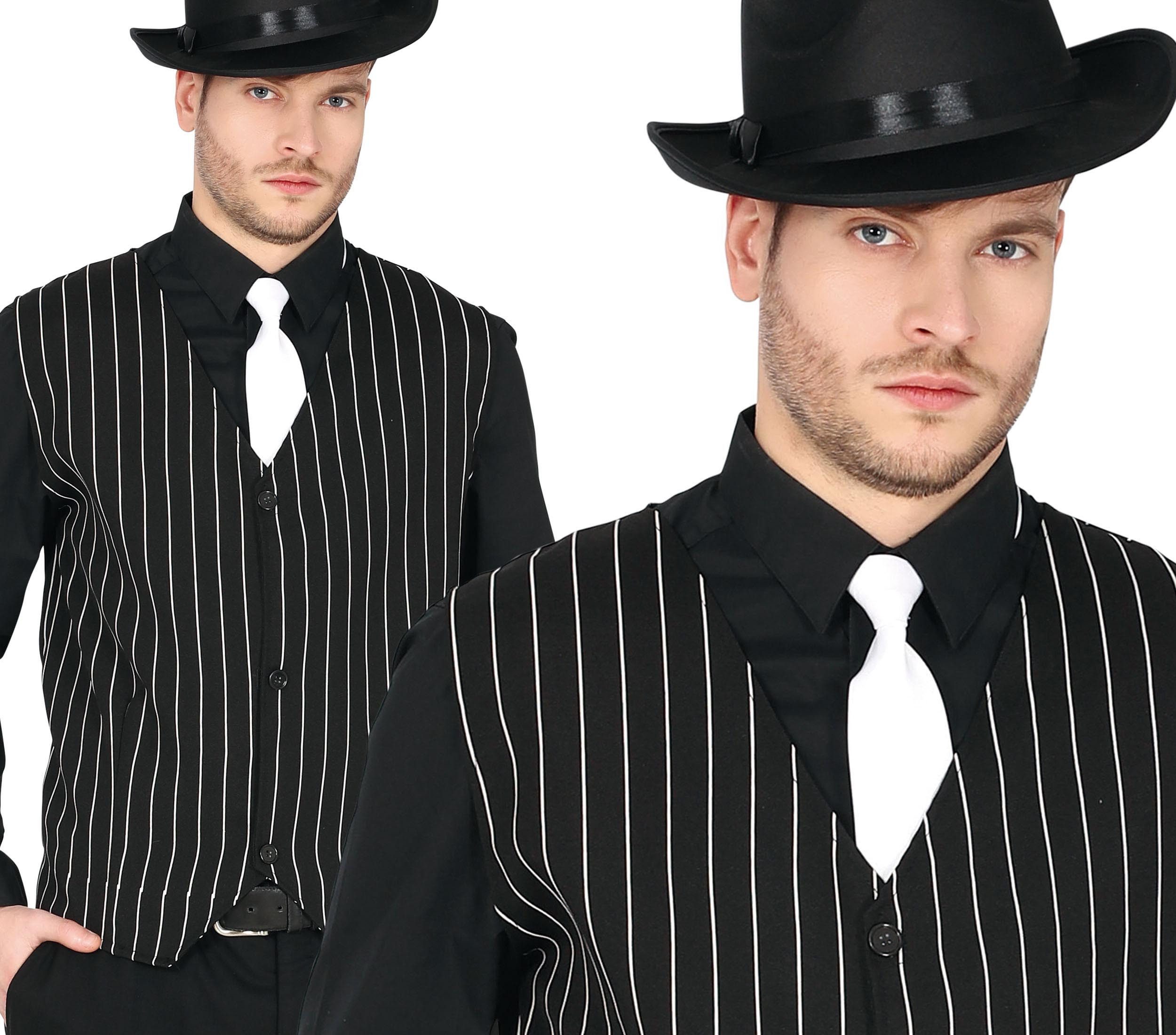 Fiestas Guirca Kostüm, Gangster Nadelstreifen Weste für Herren elegante Streifenoptik