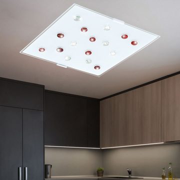 EGLO LED Deckenleuchte, LED-Leuchtmittel fest verbaut, Warmweiß, Hochwertige LED Decken Leuchte Glas Steine rot weiß klar