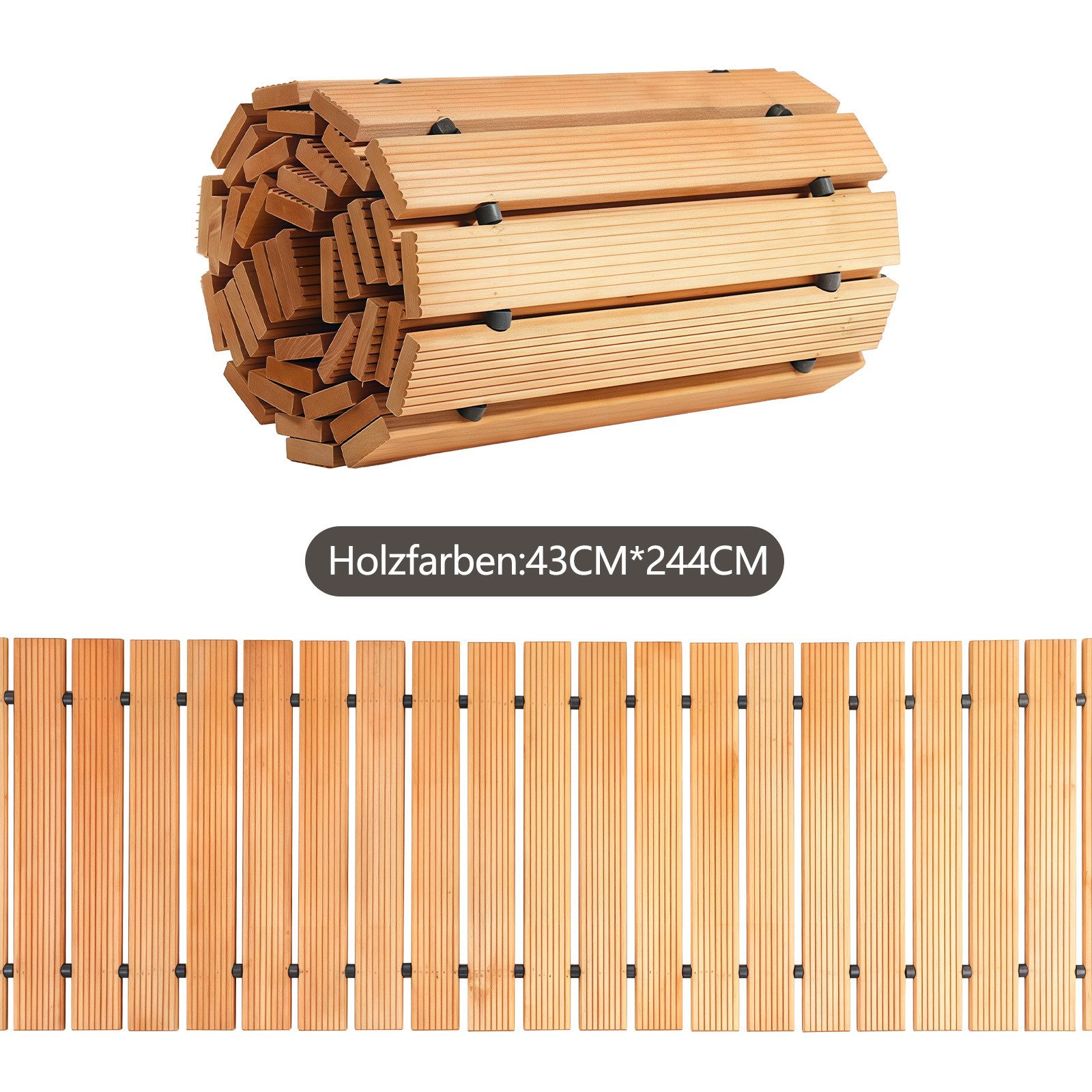 PFCTART Gartensteg Rollweg Holztritt Gartenweg Gehwegplatten Garten Holzfliesen Outdoor, 42.5x244 cm, Set, 1-St., Wege für Garten, Hinterhof, Hochzeit, Holzfarbe, Wetterfest, rollbar, Holzfarbe, Gartentreppe, Holzstufen