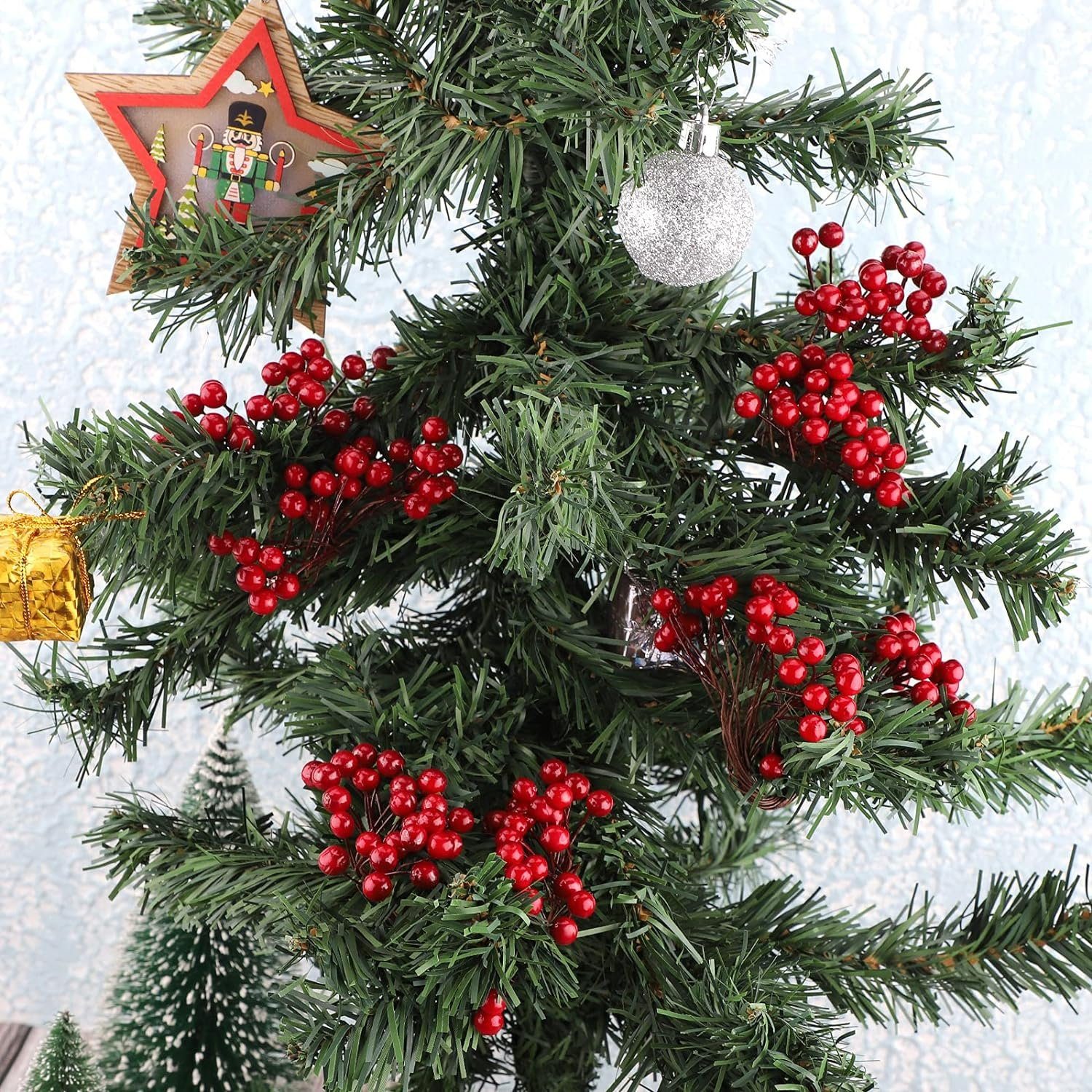 Holly Holly Rot Coonoor Basteln Weihnachten zum Dekoration Weihnachtskranz Mini pcs (200-tlg), Berry Christbaumschmuck 200 Beeren Künstliche