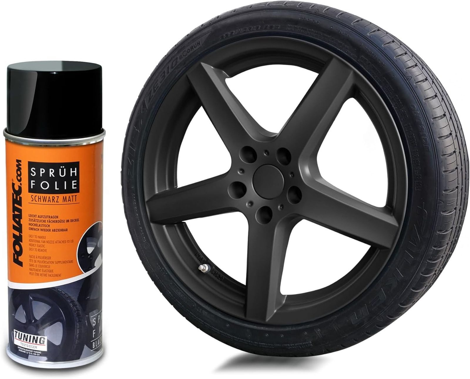 FOLIATEC Vollton- und Abtönfarbe Sprühfolie Auto Felgenfolie Sprüh Lack Abziehbar schwarz matt 400ml