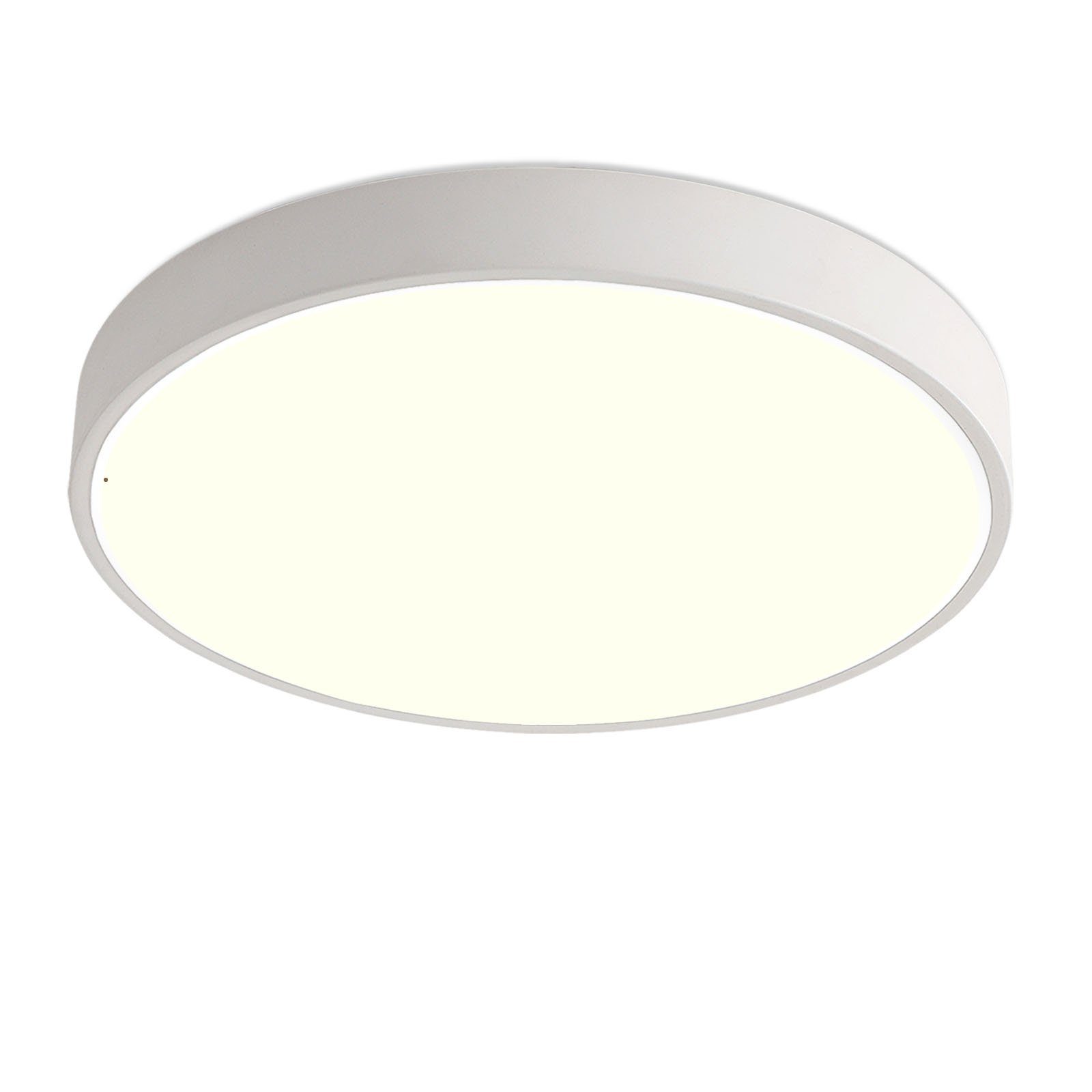 Natsen Deckenleuchte Runde LED Deckenlampe, 24W, Warmweiß 3000K, Schlafzimmer Lampe Küchenlampe 30x30x4 cm, Weiß