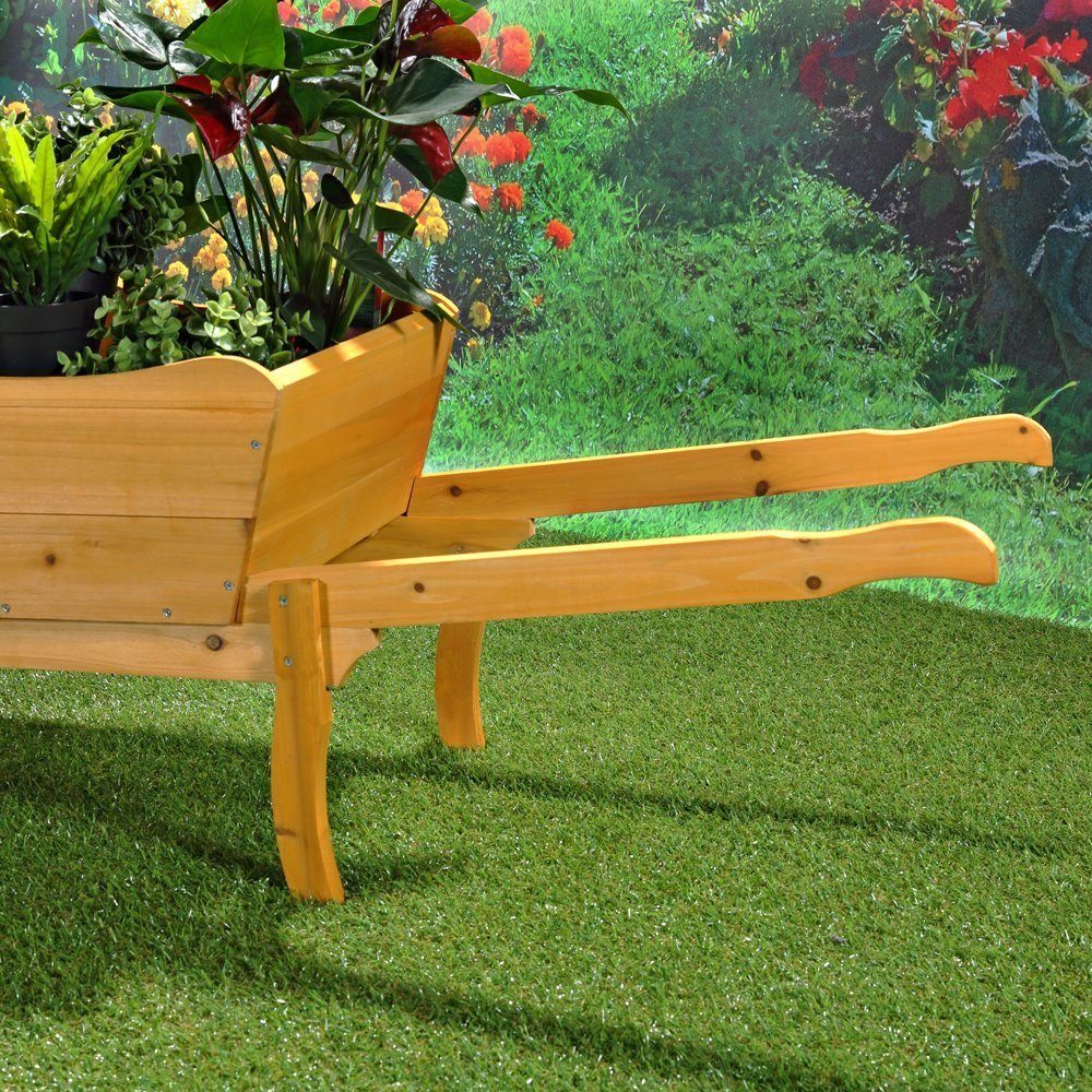 Melko Pflanzkübel Pflanzschubkarre Blumenkarre Holzschubkarre Pflanztrog Dekoration (Stück, Deko Pflanzschubkarre), Charmante Holz-Maserung