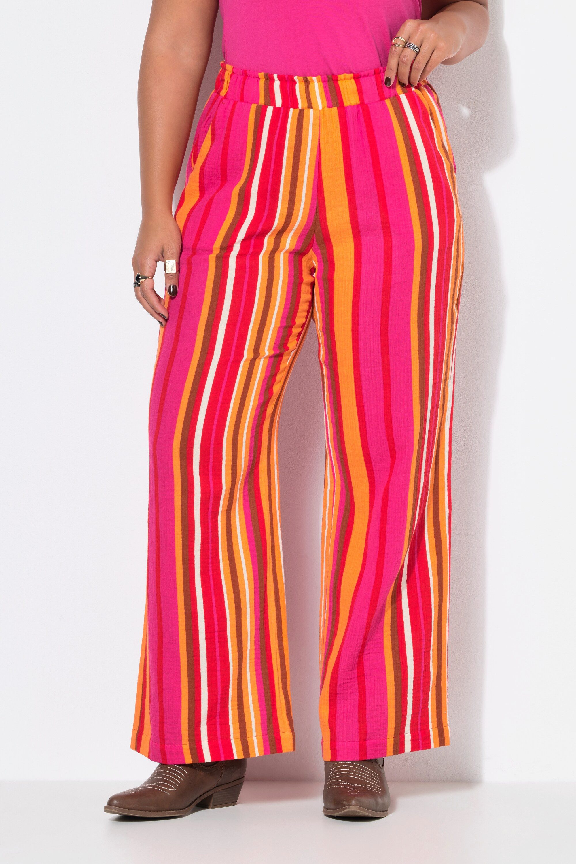 Studio Untold Schlupfhose Hose wide Legs Musselin Streifen