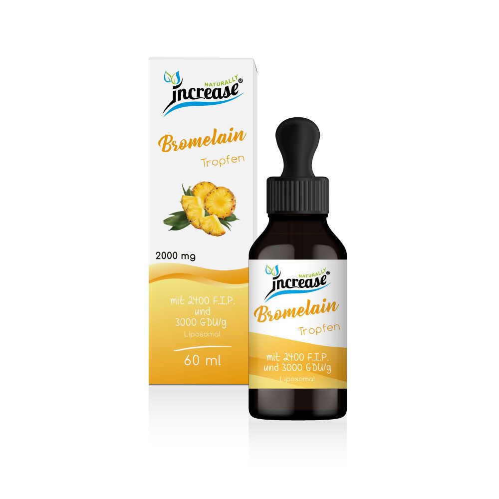 increase NATURALLY Liposomales Bromelain - 2000mg mit 2400 F.I.P. und 3000 GDU/g pro Tag Tropfen, 60 ml