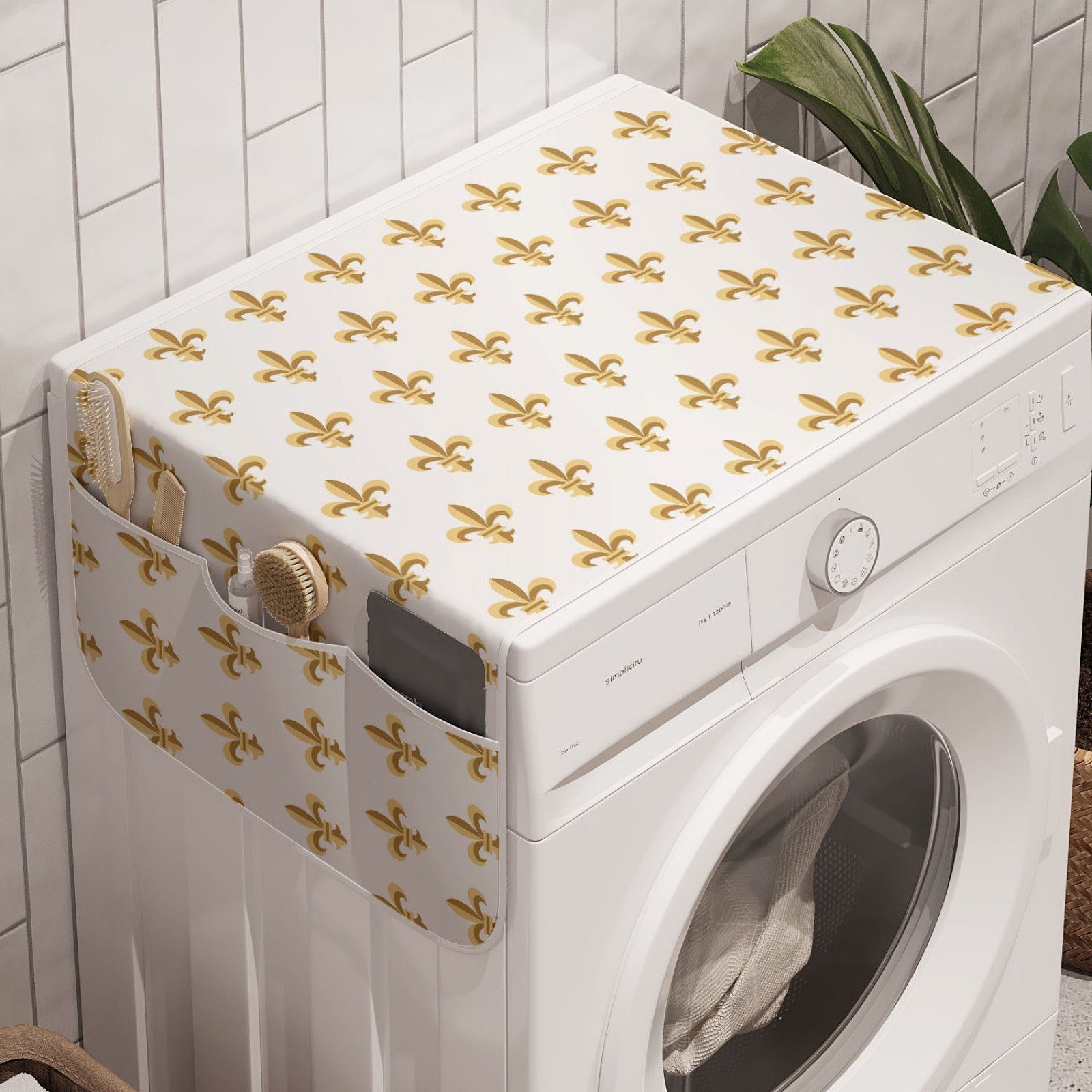Badorganizer für Deco Mode Waschmaschine Fleur Lis Klassische De Anti-Rutsch-Stoffabdeckung Abakuhaus Trockner, und