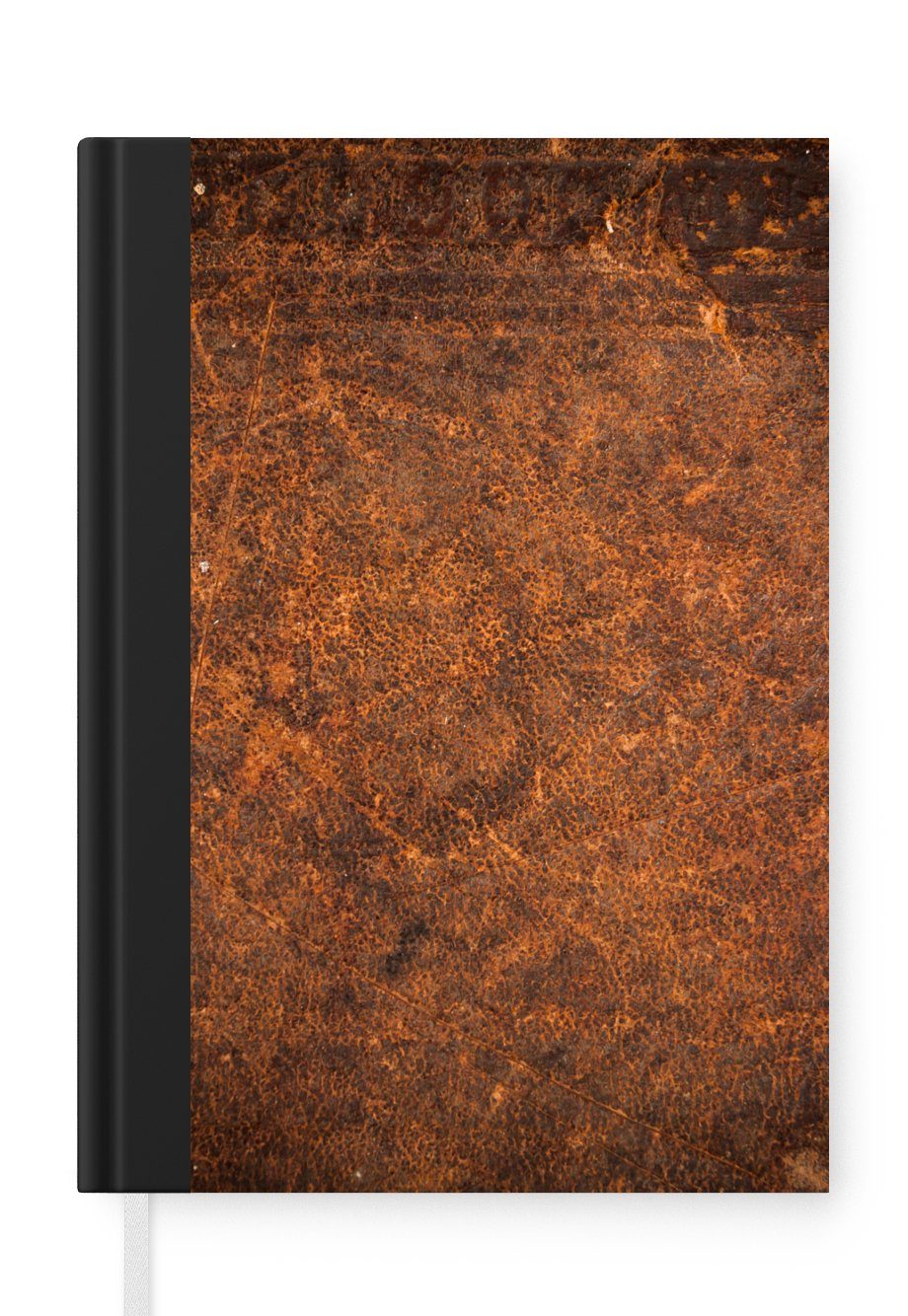 MuchoWow Notizbuch Leder - Orange, - A5, Textur Journal, Merkzettel, - 98 Braun Notizheft, Tagebuch, Haushaltsbuch Seiten