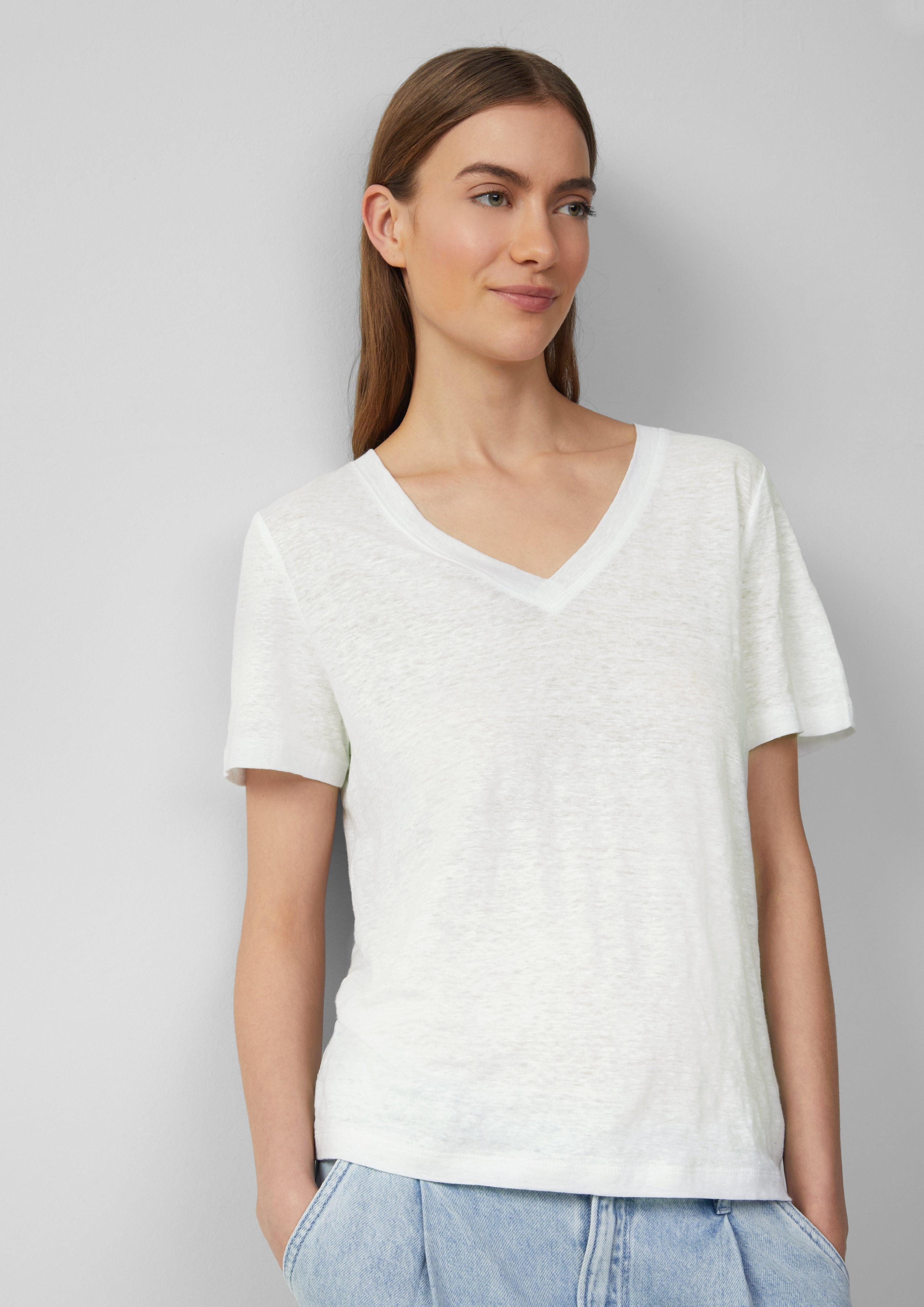 s.Oliver Kurzarmshirt T-Shirt aus Leinen mit günstig online kaufen