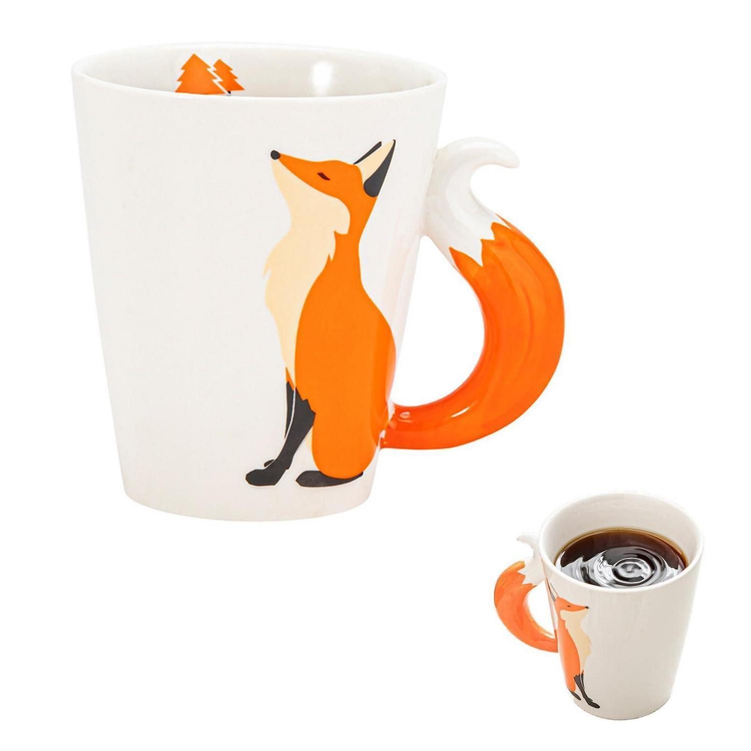 LuxusKollektion Tasse Fuchs Tasse 3D Keramik 360ml O-Orange, Keramik