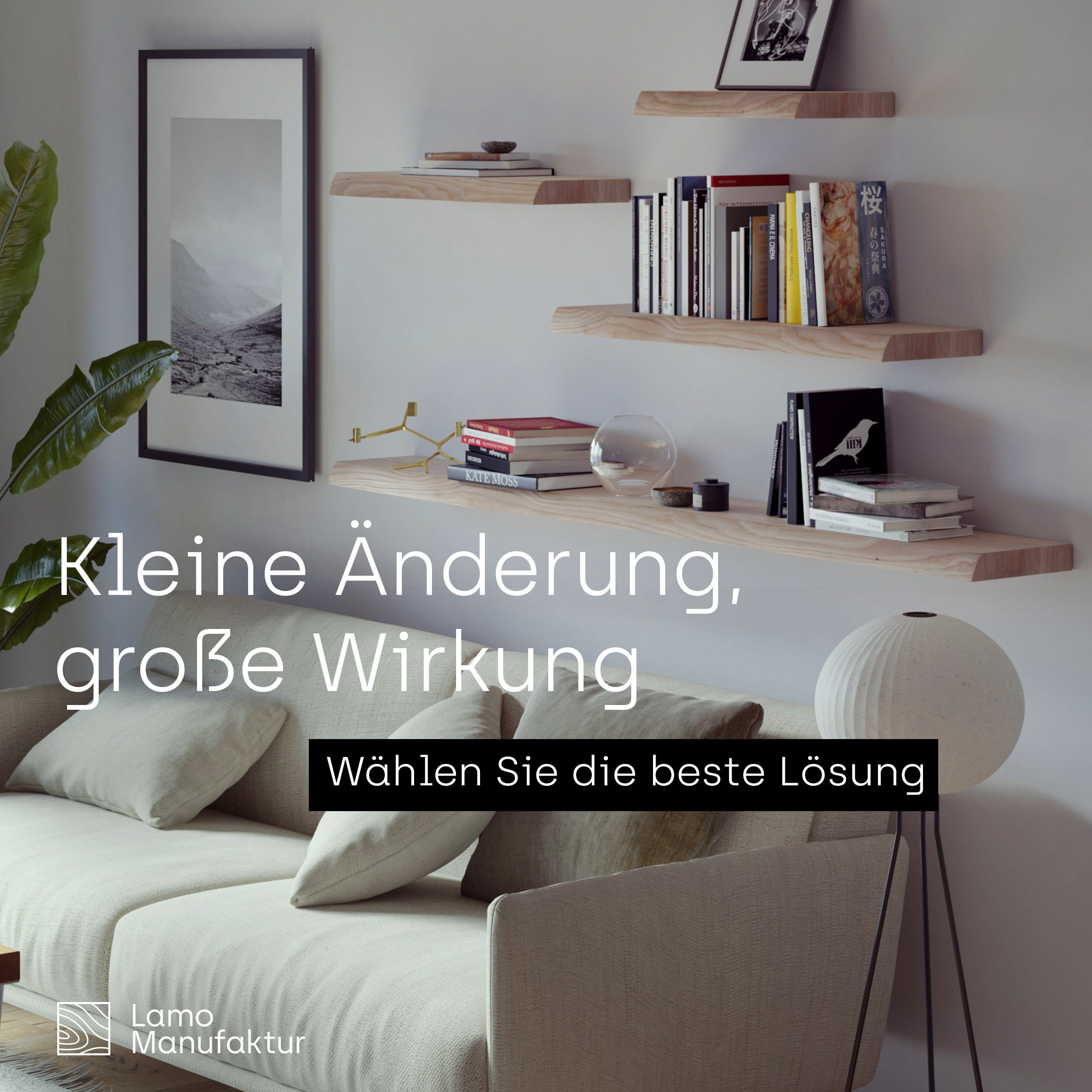 LAMO Manufaktur Wandregal Holz Baumkante, Regal günstig online kaufen