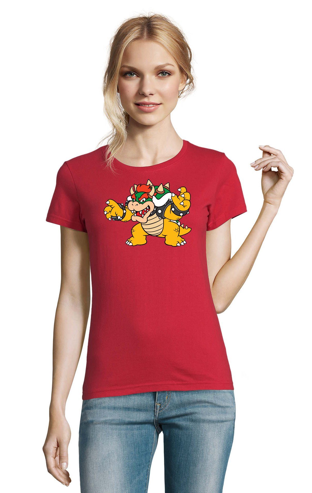 Blondie & Brownie T-Shirt Bowser Yoshi Nintendo Game Luigi Rot Konsole Gaming Gamer Damen Mario