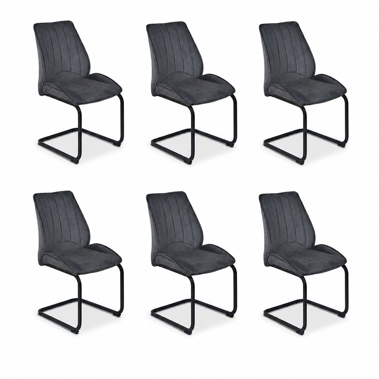Jiexi Esszimmerstuhl Esszimmerstuhl Grau gepolstert mit Freischwinger Gestell 2er/4er/6er (Set), Schwingstuhl
