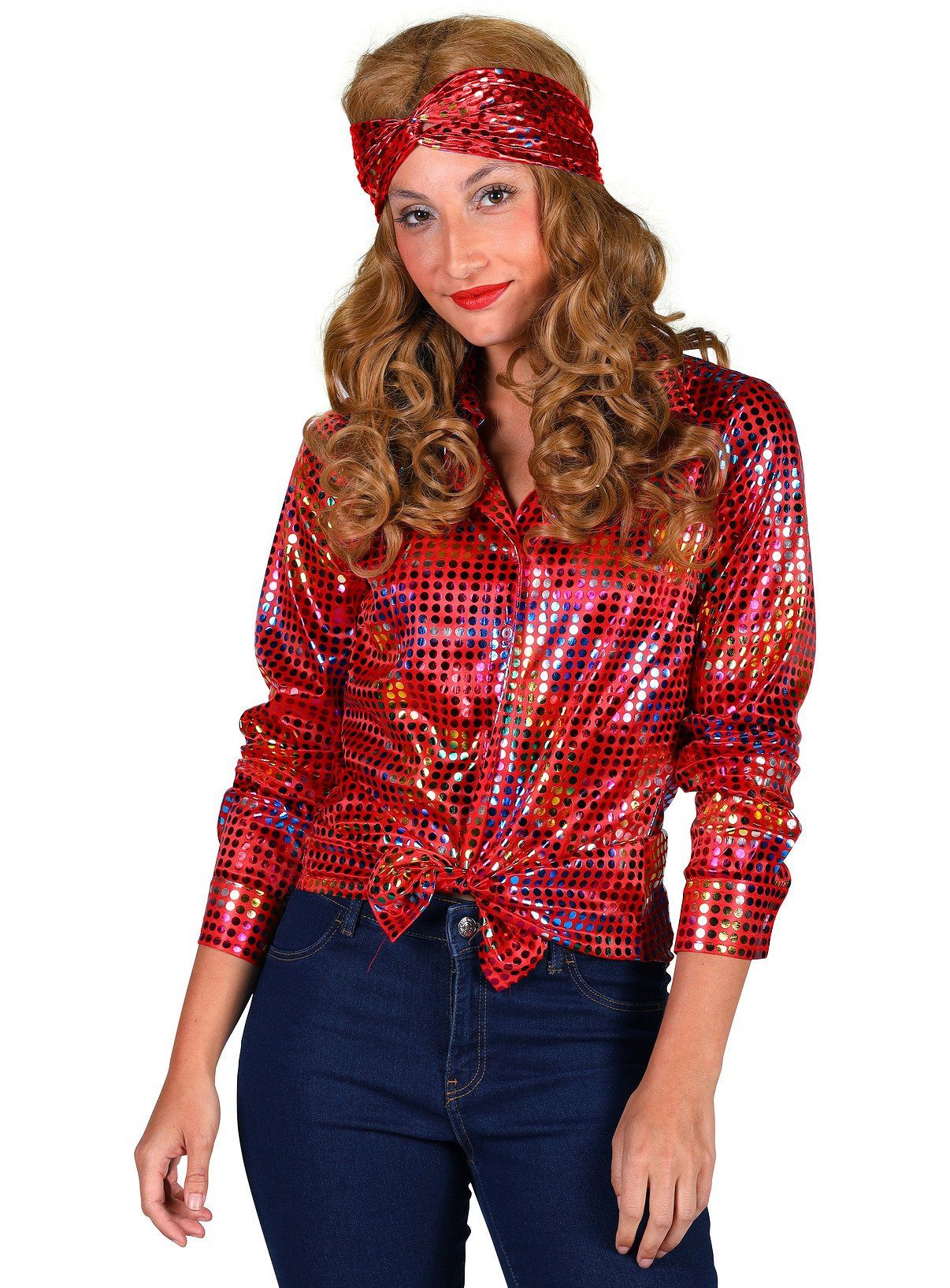 thetru Kostüm Discobluse rot, Diese 70er Jahre Bluse macht jeder Discokugel günstig online kaufen