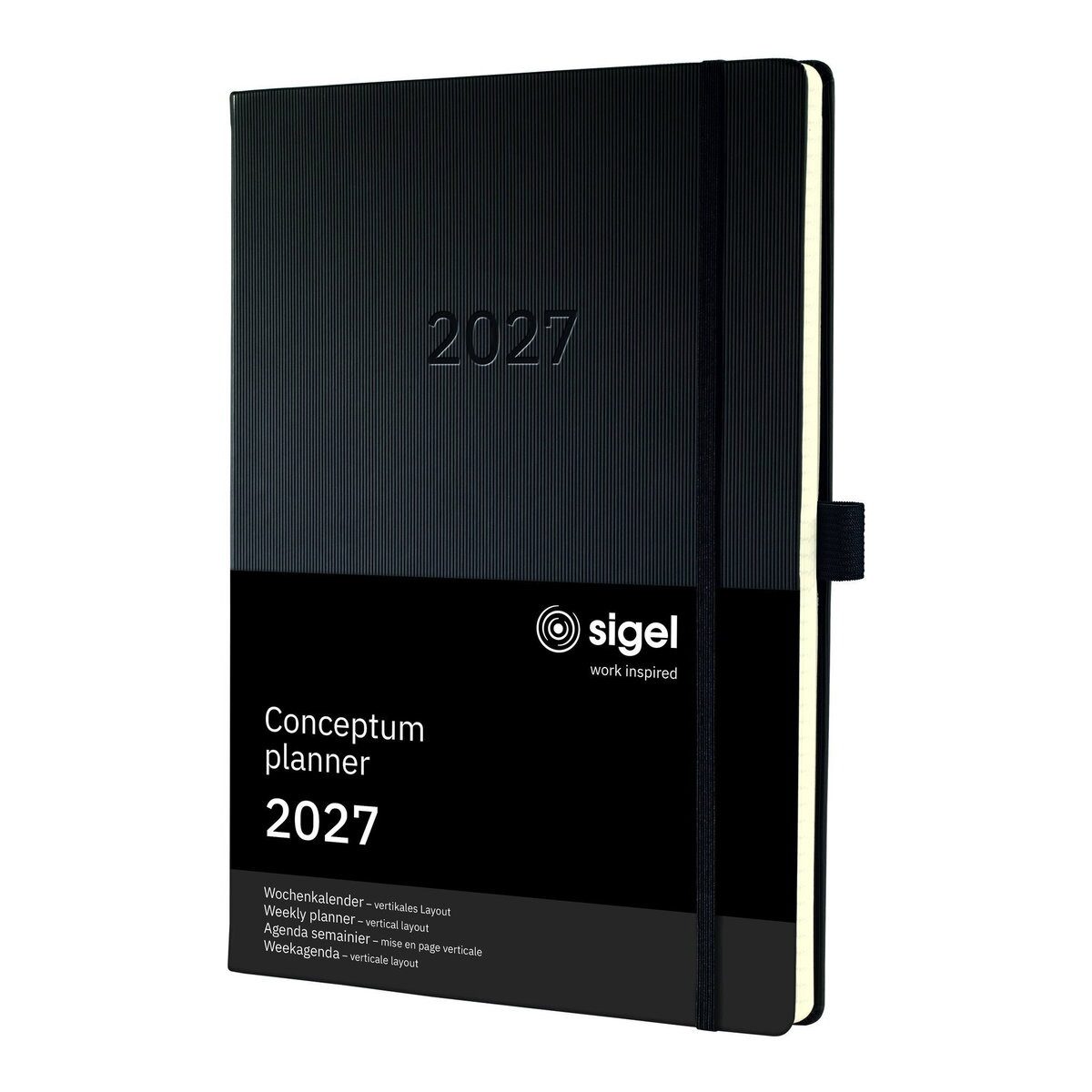 Sigel Taschenkalender Wochenkalender Conceptum 2027 vertikales Layout schwarz 400 Seiten A4+