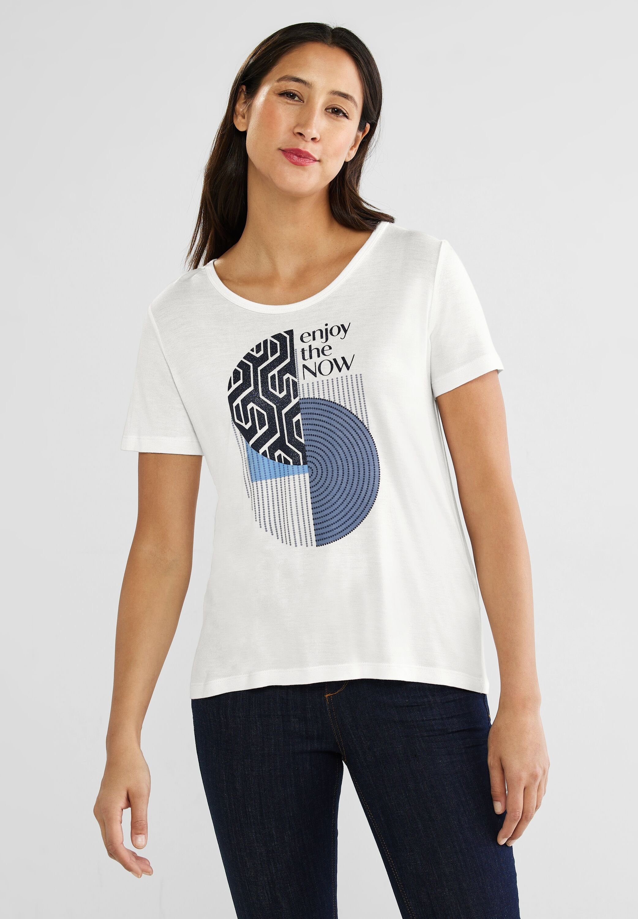 ONE T-Shirt Materialmix, STREET Rundhalsausschnitt softem aus