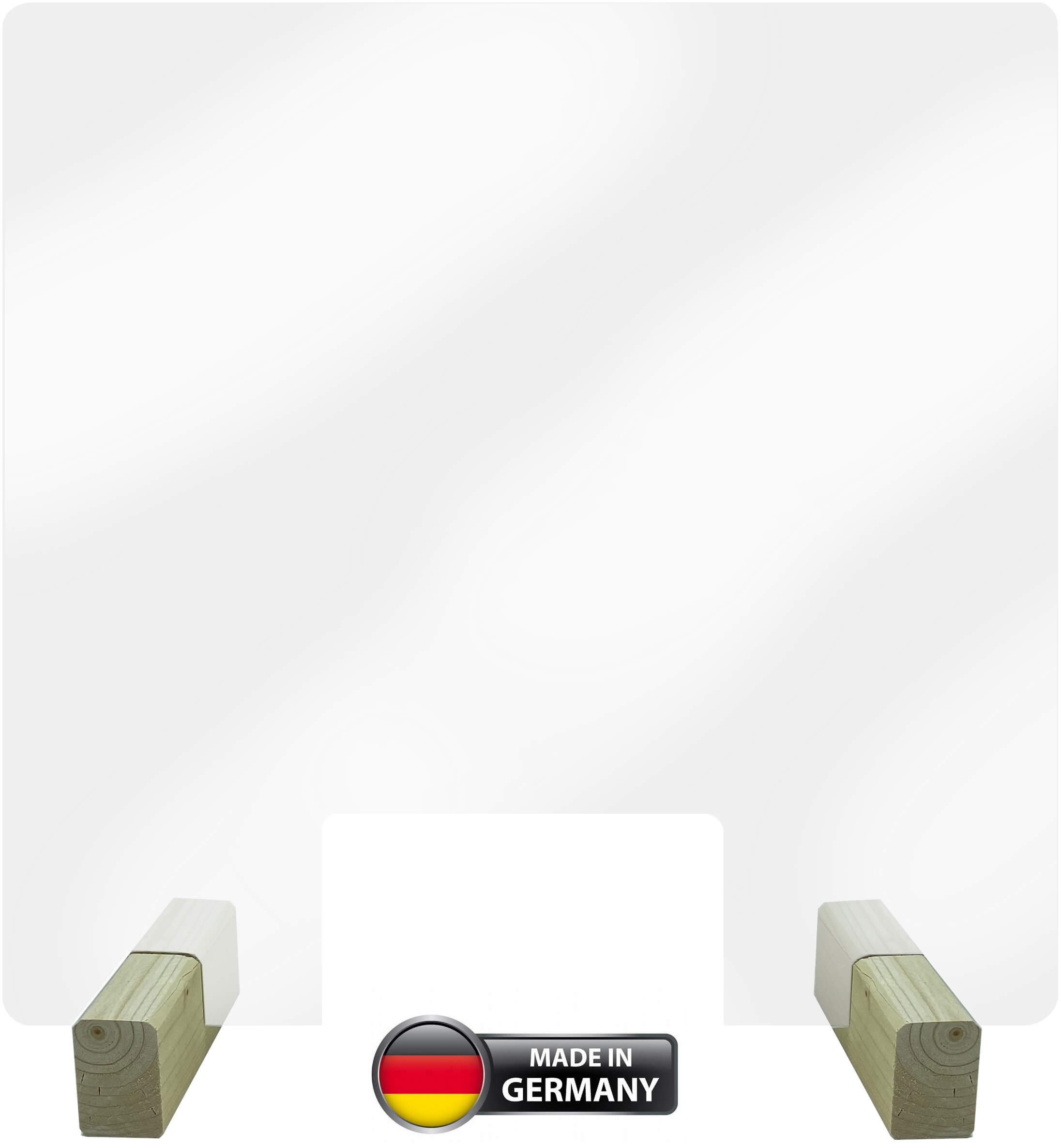 LMG Germany Schutzwand Acryl-Thekenschutz mit Durchreiche, 50x75 cm, Acrylglas 4 mm, Mit Durchreiche, Mobil & Platzsparend, Made in Germany