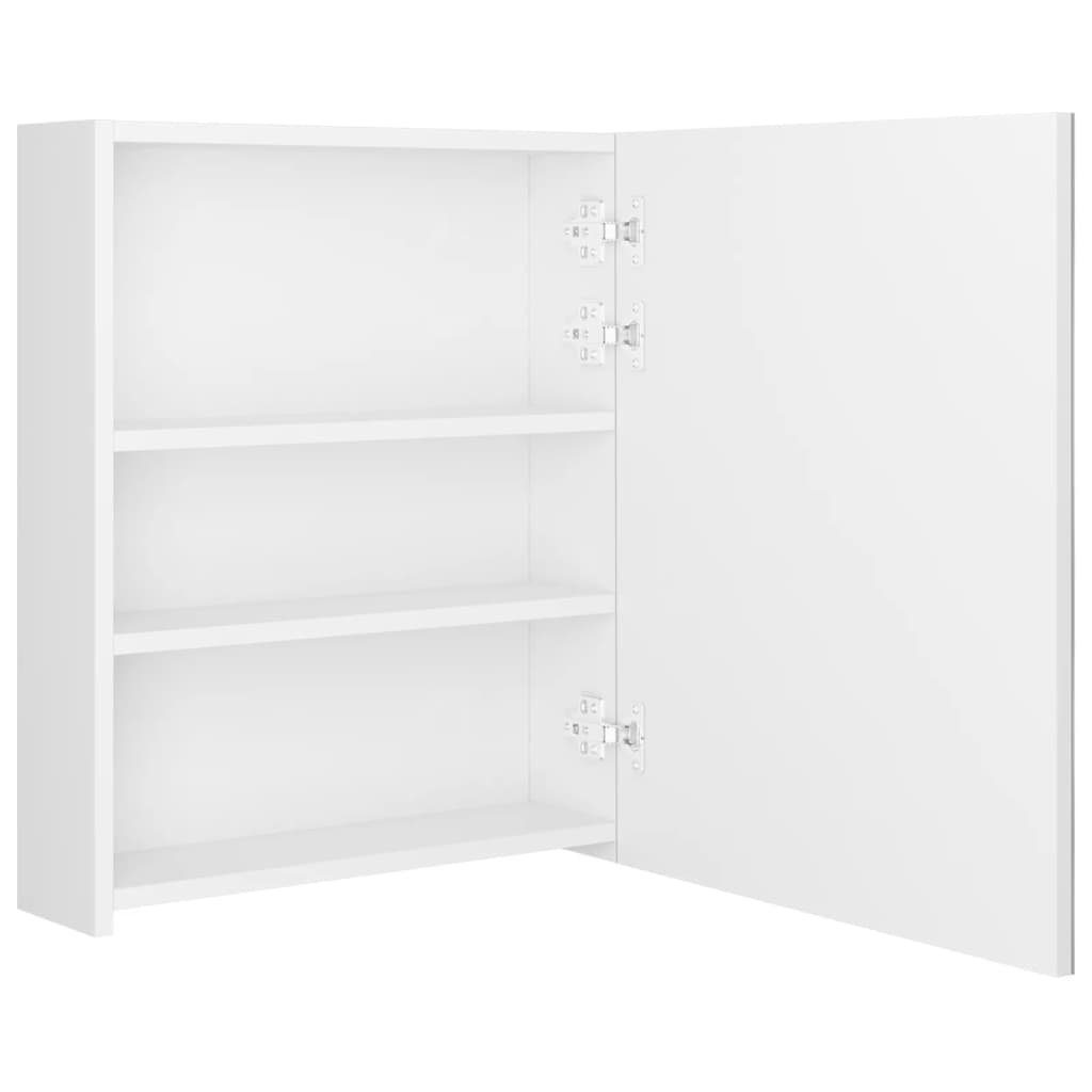 Weiß (1-St) LED-Bad-Spiegelschrank cm 50x14x60 Glänzendes Badezimmerspiegelschrank vidaXL Hochglanz-Weiß