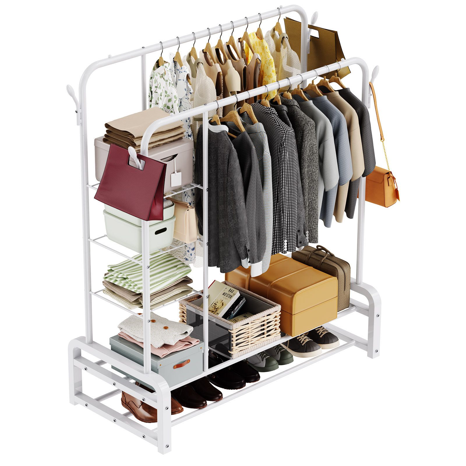 loefme Kleiderständer Kleiderständer Kleiderstange Doppelstab Garderobenstä günstig online kaufen