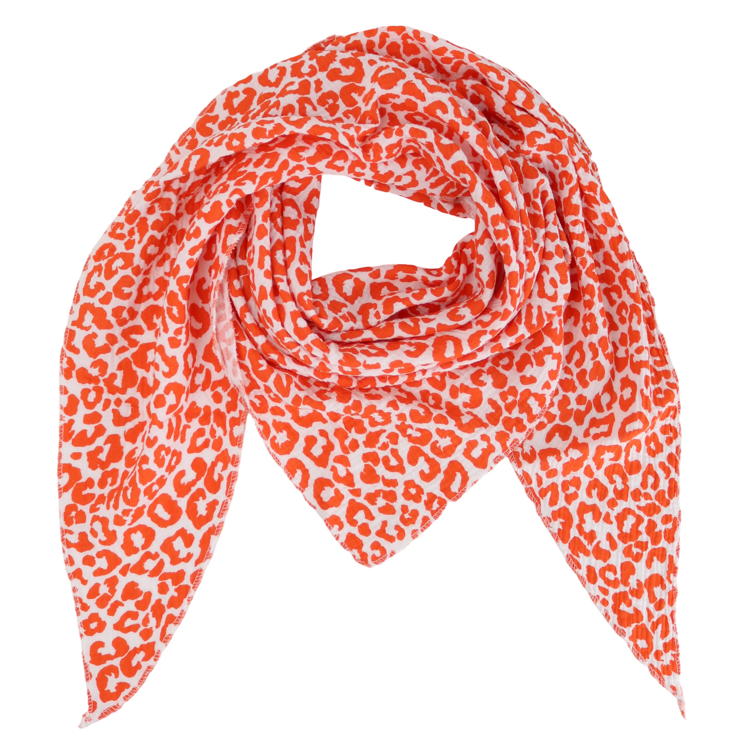 MIRROSI Dreieckstuch Aus Musellin Dreiecksschal ca.195x80 cm, Made in Italy, (leicht, ideal für das ganze Jahr, 100% Baumwolle), in tollen Farben (Leo Muster)