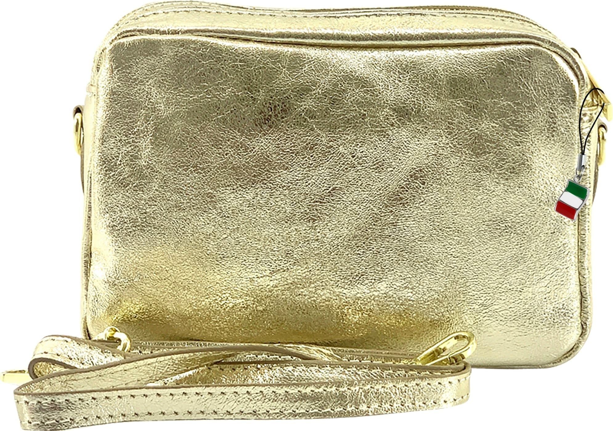 FLORENCE Umhängetasche Florence Umhängetasche Damen Tasche (Umhängetasche), Damen Leder Umhängetasche, gold ca. 22cm