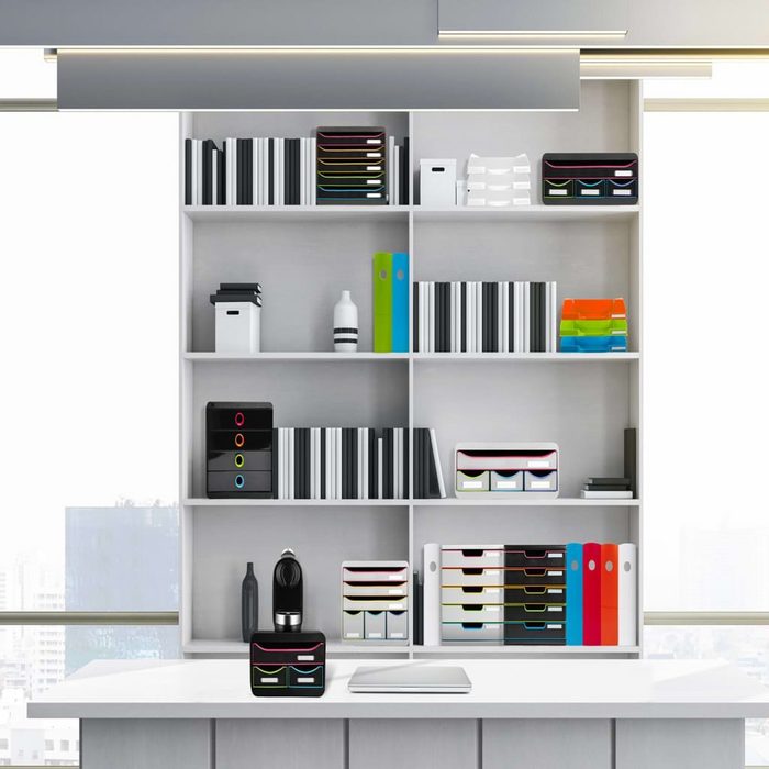 EXACOMPTA Schubladenbox Big-Box Plus Schubladenbox Black Office mit 5 Laden Weiß