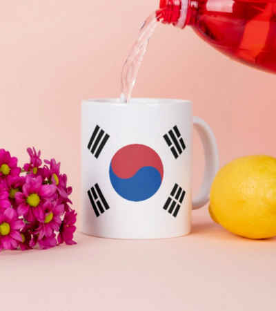 Tinisu Tasse Südkorea Kaffeetasse Flagge Pot Kaffee Tasse National Becher Coffeecup