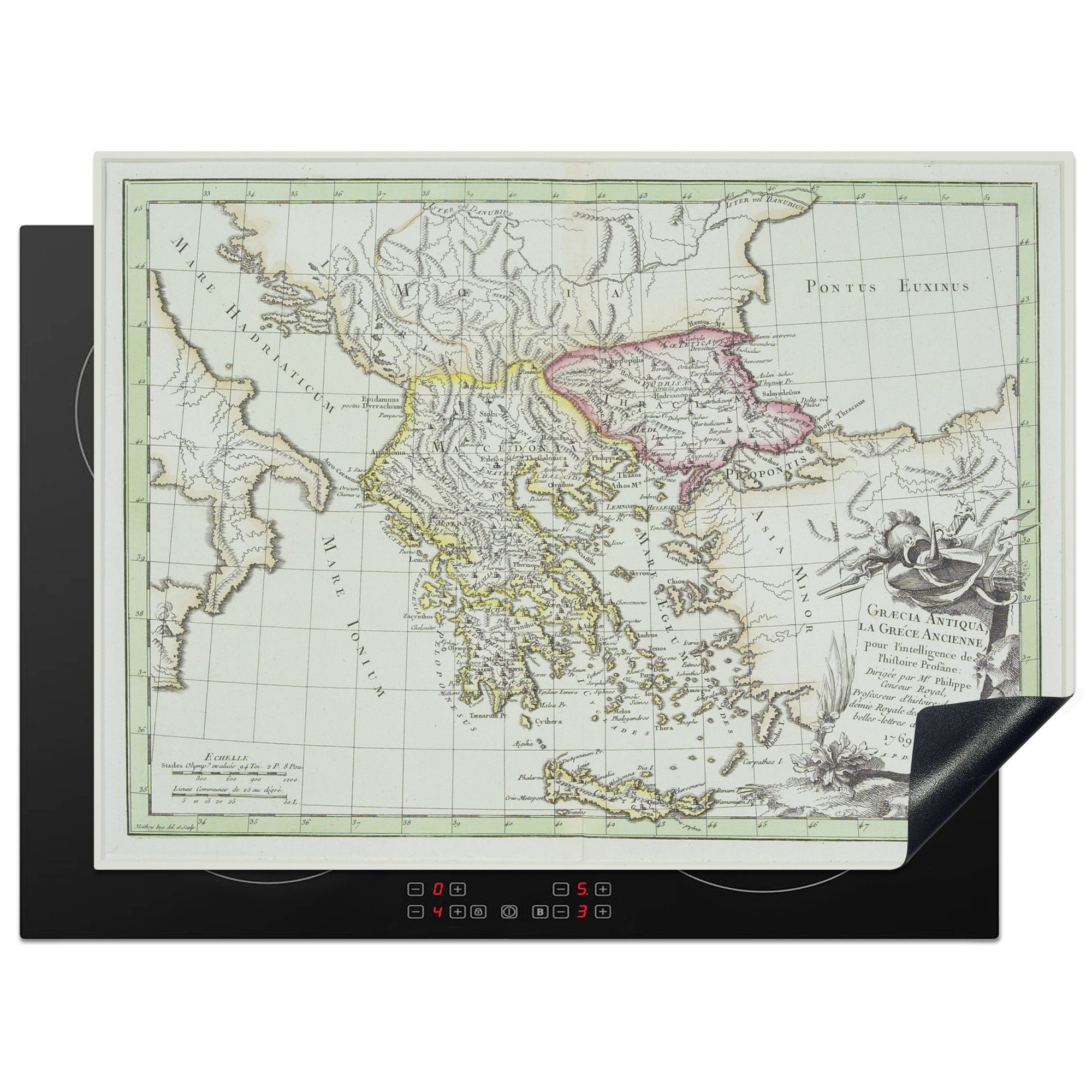 MuchoWow Herdblende-/Abdeckplatte Eine antike Karte mit Jugoslawien darauf, Vinyl, (1 tlg), 70x52 cm, Mobile Arbeitsfläche nutzbar, Ceranfeldabdeckung