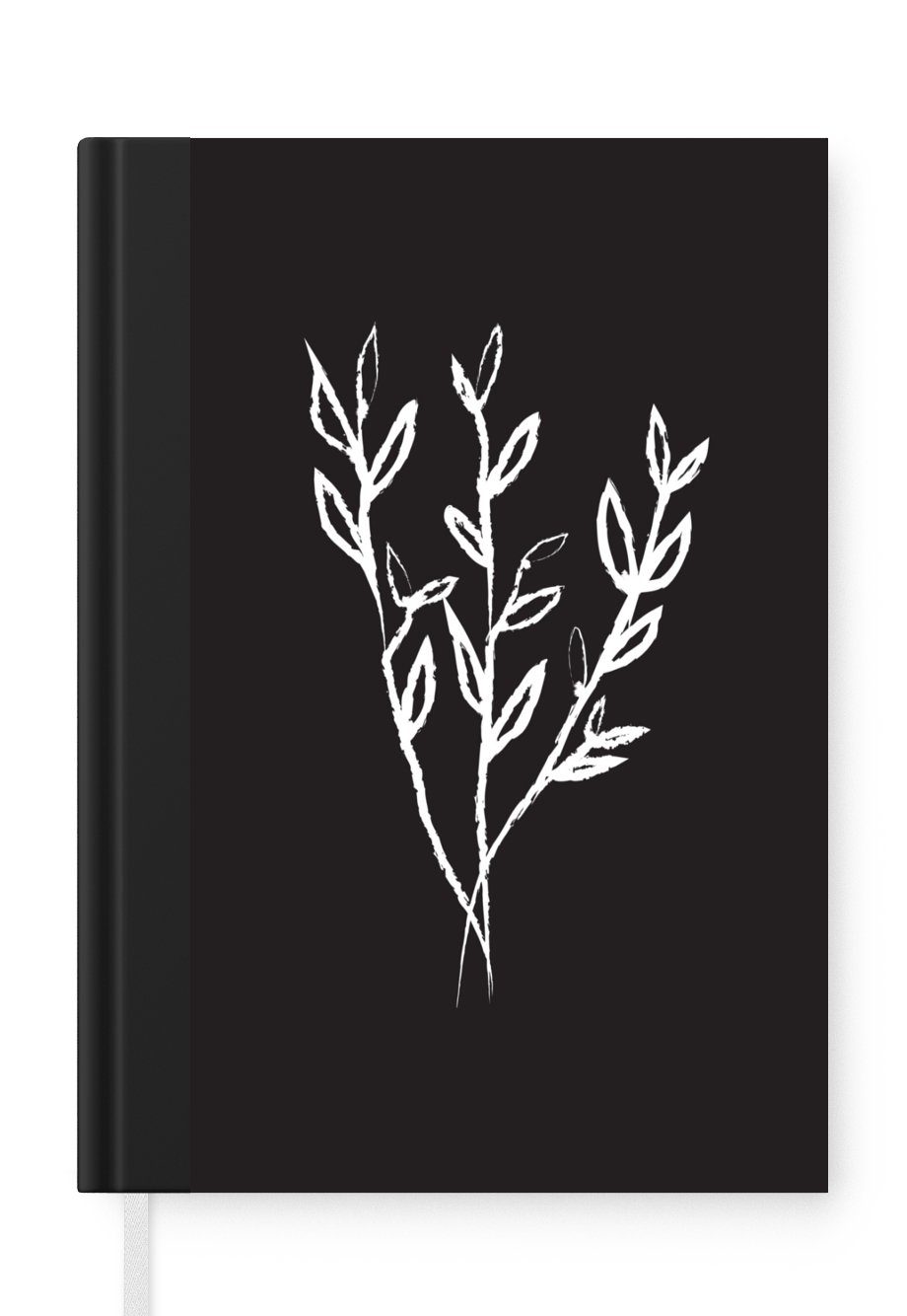 MuchoWow Notizbuch Pflanzen - Blätter - Strichzeichnung, Journal, Merkzettel, Tagebuch, Notizheft, A5, 98 Seiten, Haushaltsbuch