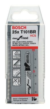 BOSCH Stichsägeblatt (25 Stück), T 101 BR Clean for Wood - 25er-Pack